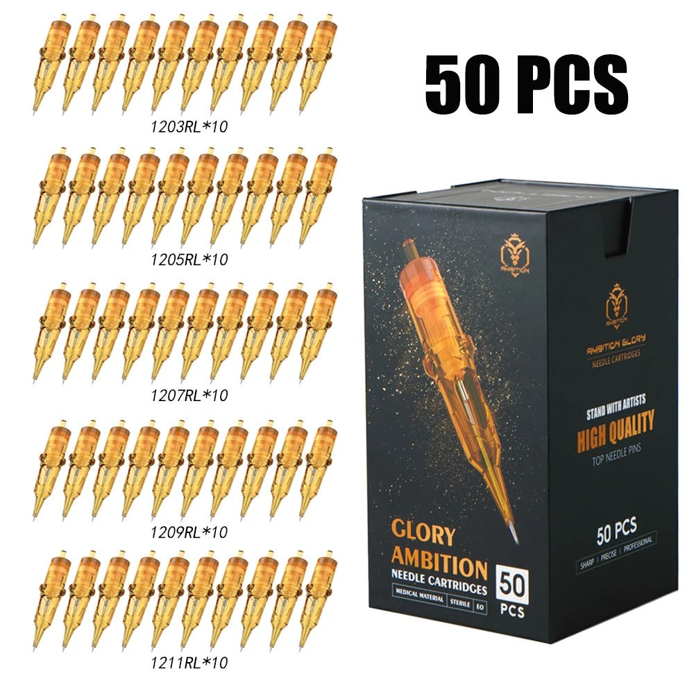 Ambition Glory Mixed Size RL/RS/RM/M1 Tattoo Cartridge Needles 50Pcs