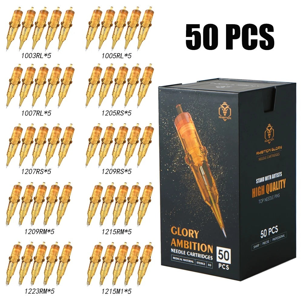 Ambition Glory Mixed Size RL/RS/RM/M1 Tattoo Cartridge Needles 50Pcs