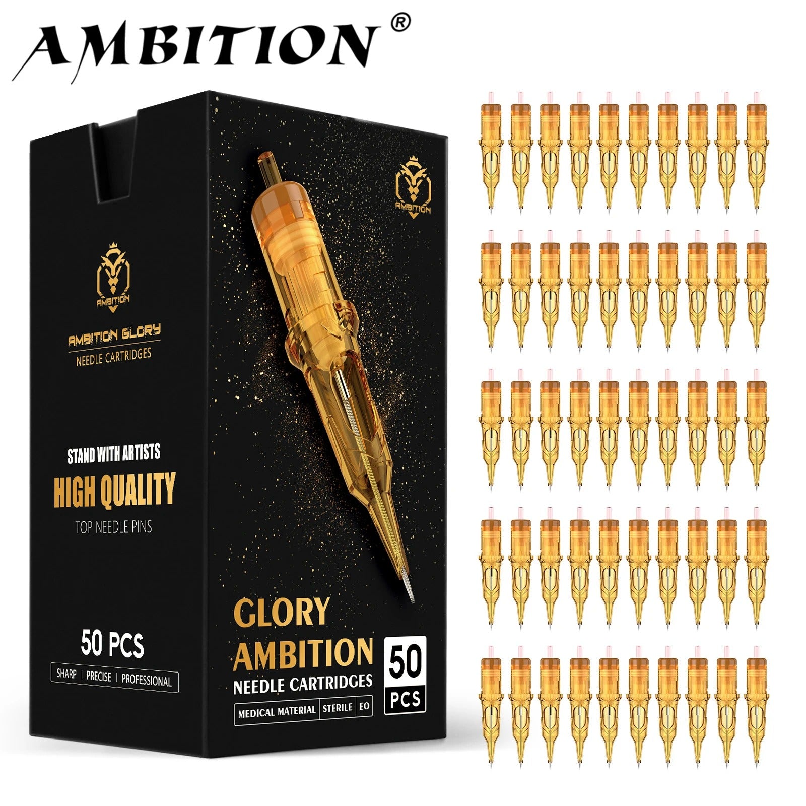 Ambition Glory Mixed Size RL/RS/RM/M1 Tattoo Cartridge Needles 50Pcs