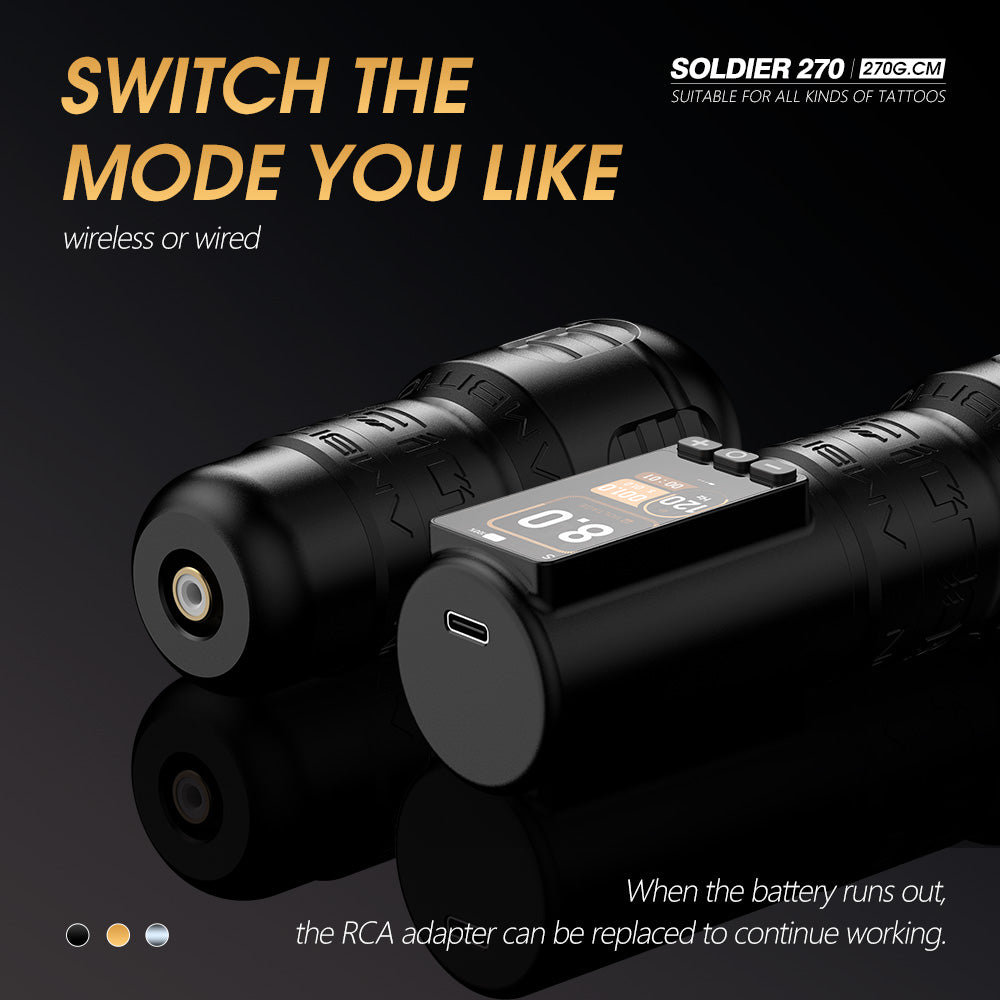 Ambition Soldier 270 Wireless Tattoo Machine Kit with ORE Cartridges