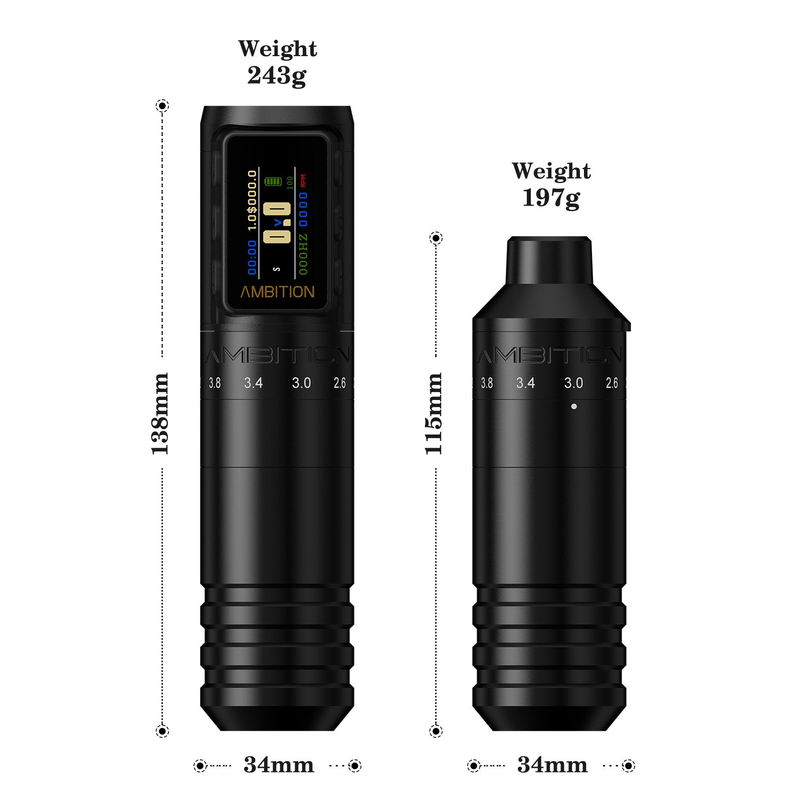 Ambition Paco 2025 Adjustable Stroke Wireless Tattoo Machine 2.2mm-4.2mm