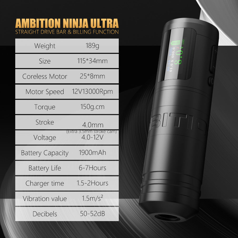 ambition Ninja Ultra Wireless Tattoo Machine Kit