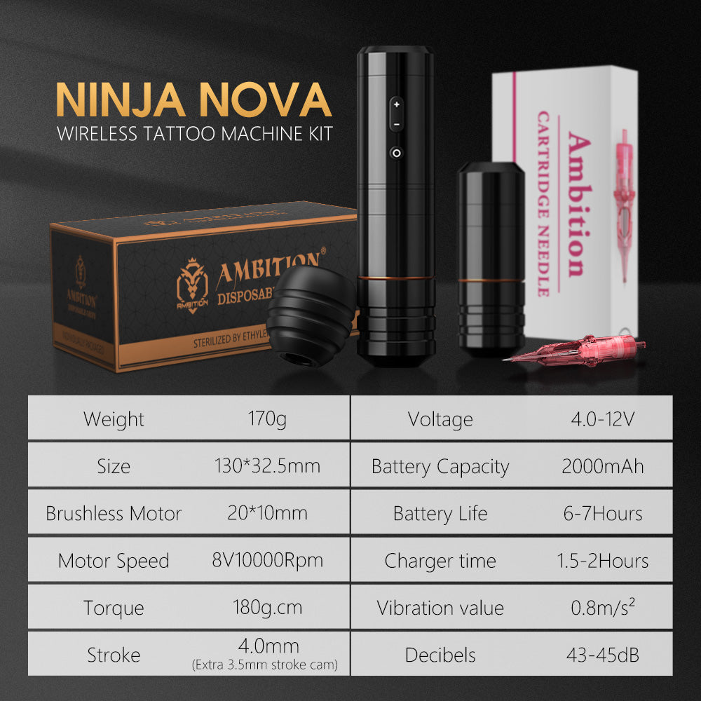 Ambition Ninja Plus Wireless Tattoo Machine Kit