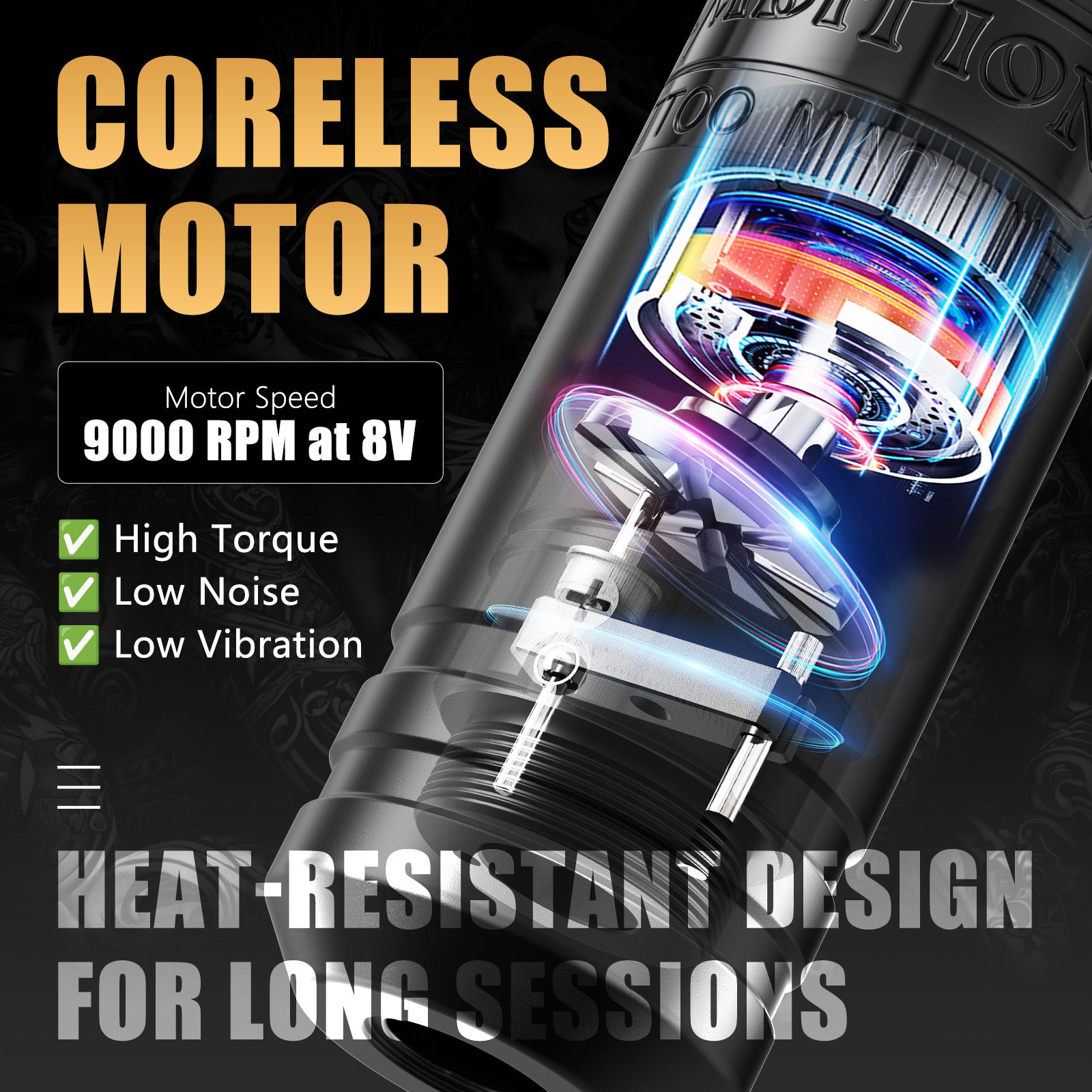 Ambition C1 Adjustable 7 Strokes 2.0-4.2mm Wireless Tattoo Machine