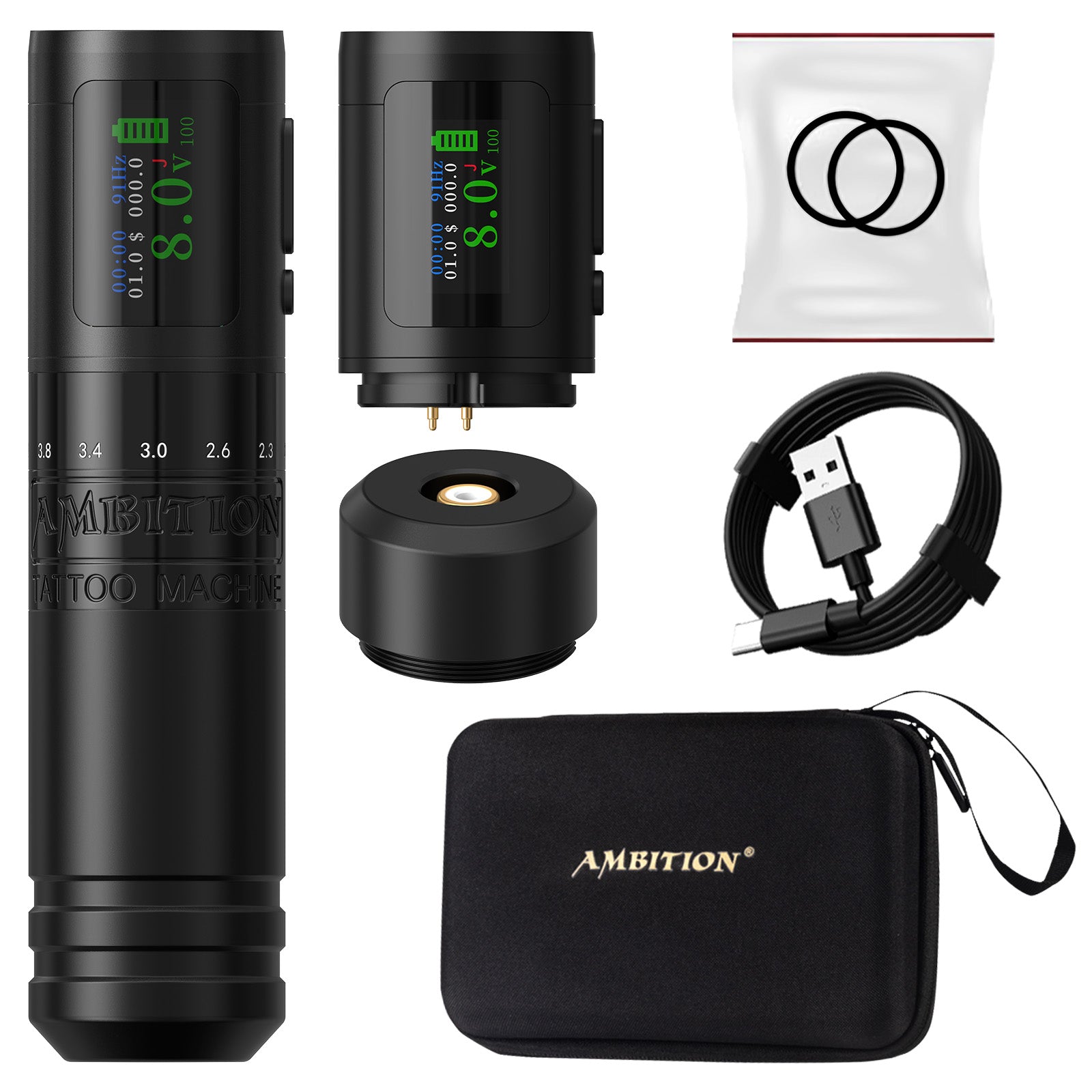 Ambition C1 Adjustable 7 Strokes 2.0-4.2mm Wireless Tattoo Machine
