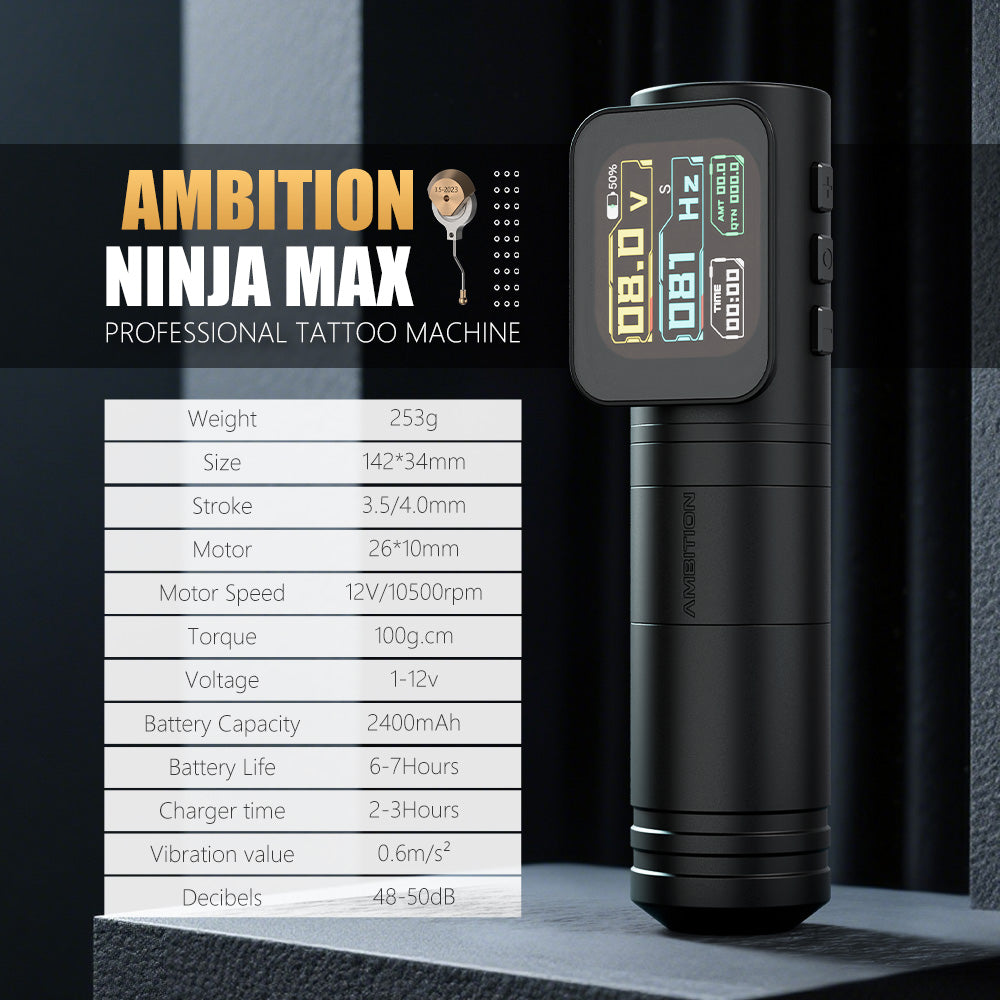 Ambition Ninja Max Wireless Tattoo Machine 4.0+3.5mm