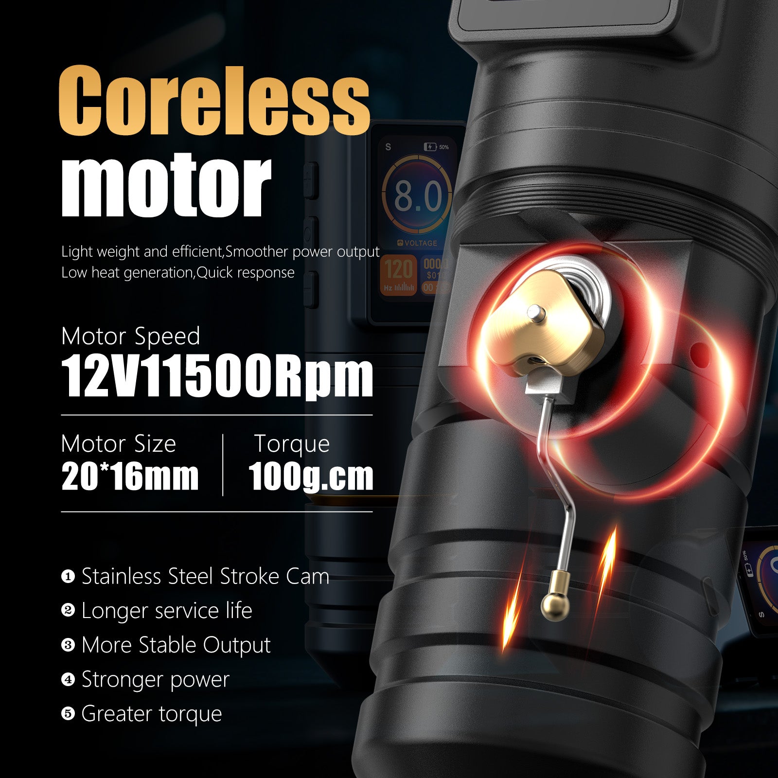 Ambition Ninja Pro+ Wireless Tattoo Machine Billing Battery Professional Rotary Pen Strong Coreless Motor 2000mAh for Artister