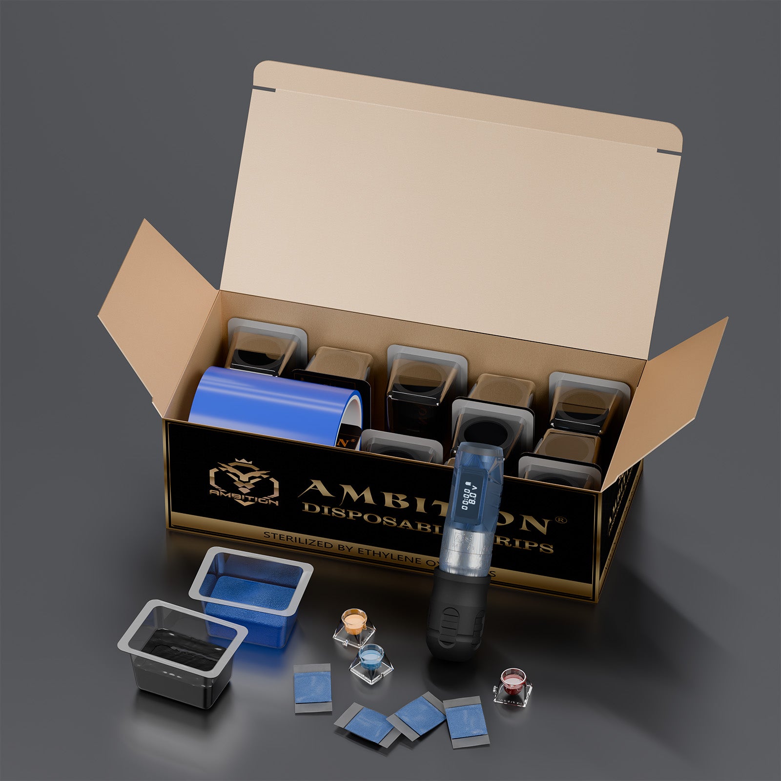 Ambition Wireless Tattoo Machine With Disposable Grips, Film, Solidified Sand