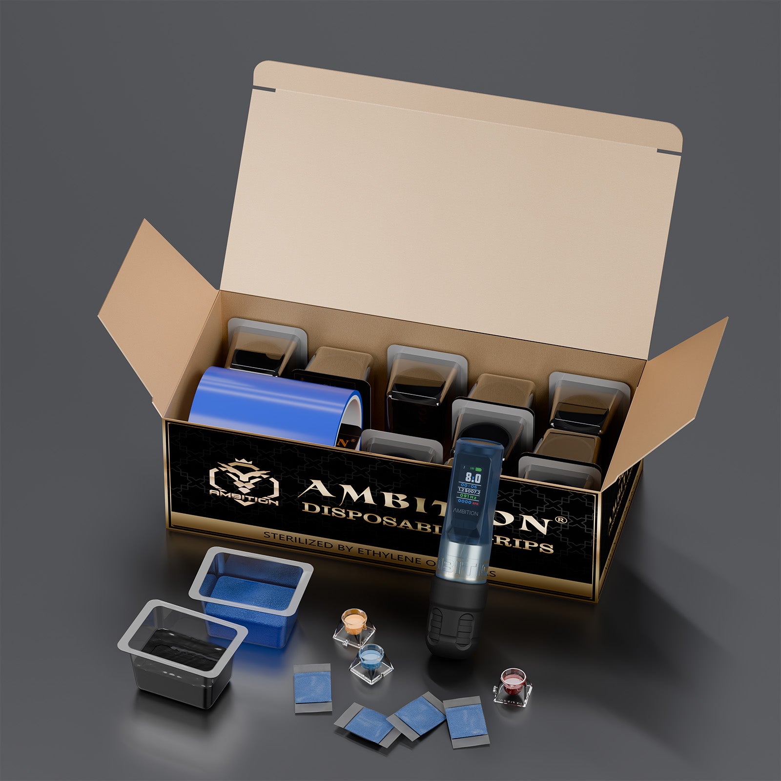 Ambition Wireless Tattoo Machine With Disposable Grips, Film, Solidified Sand