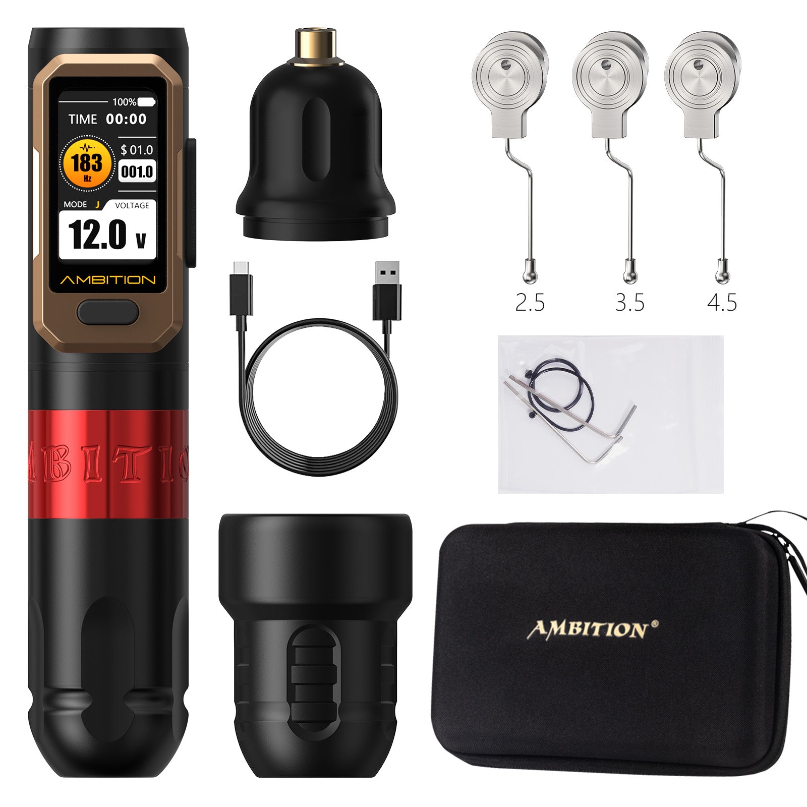 Ambition Vibe Ultra Wireless Tattoo Machine With 2.5/3.5/4.5mm Stroke
