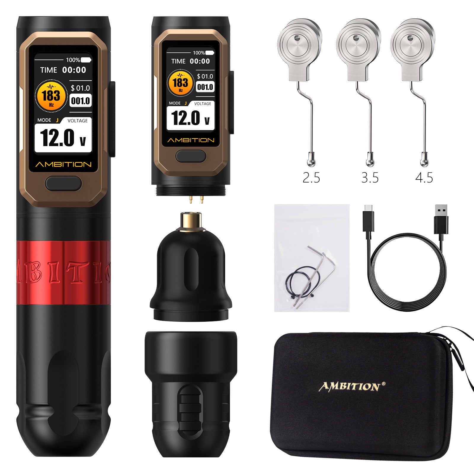 Ambition Vibe Ultra Wireless Tattoo Machine With 2.5/3.5/4.5mm Stroke