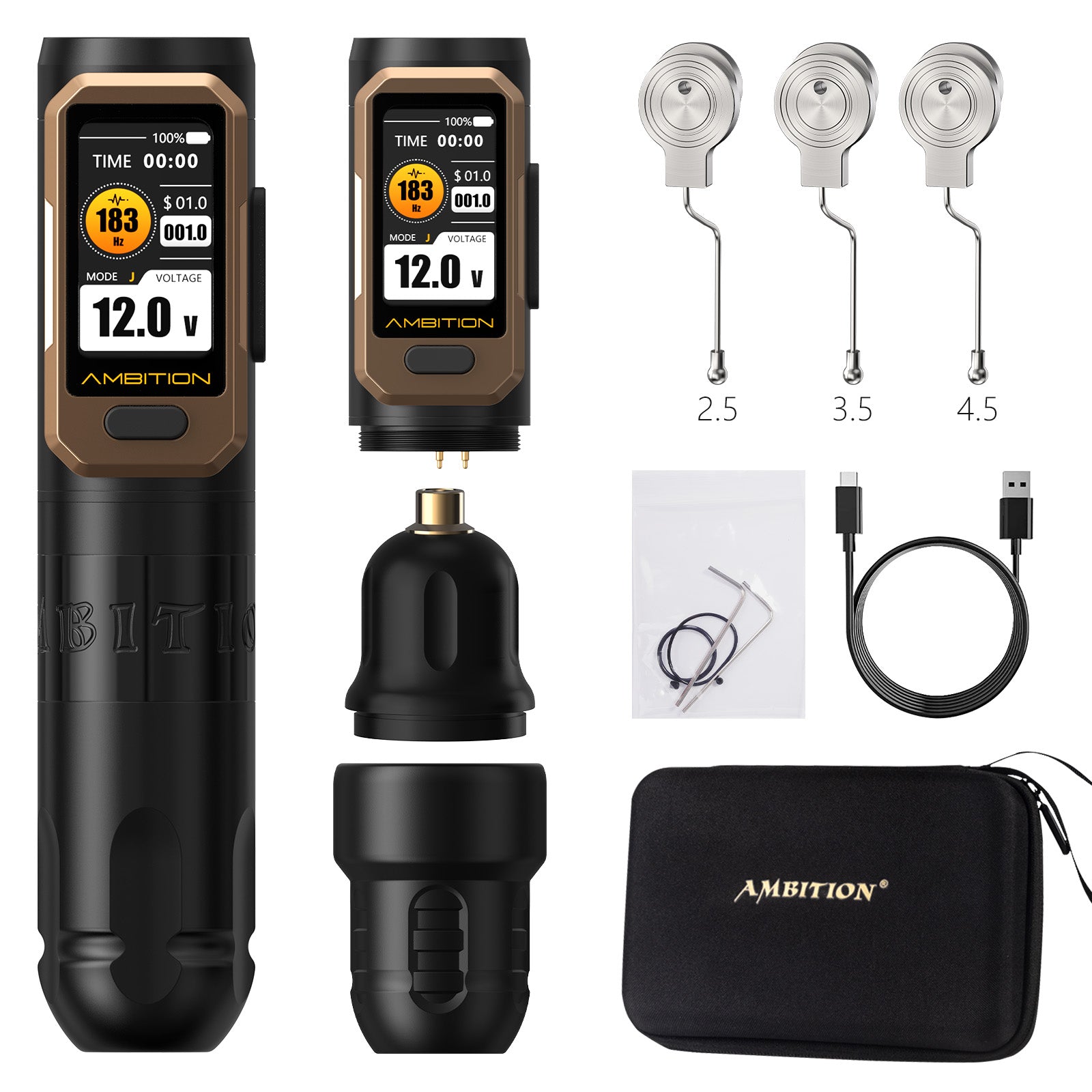 Ambition Vibe Ultra Wireless Tattoo Machine With 2.5/3.5/4.5mm Stroke