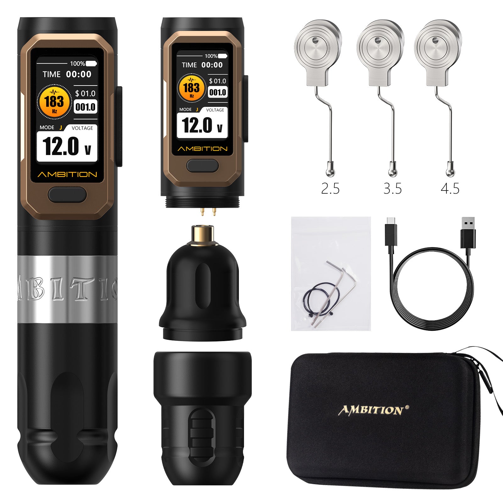 Ambition Vibe Ultra Wireless Tattoo Machine With 2.5/3.5/4.5mm Stroke