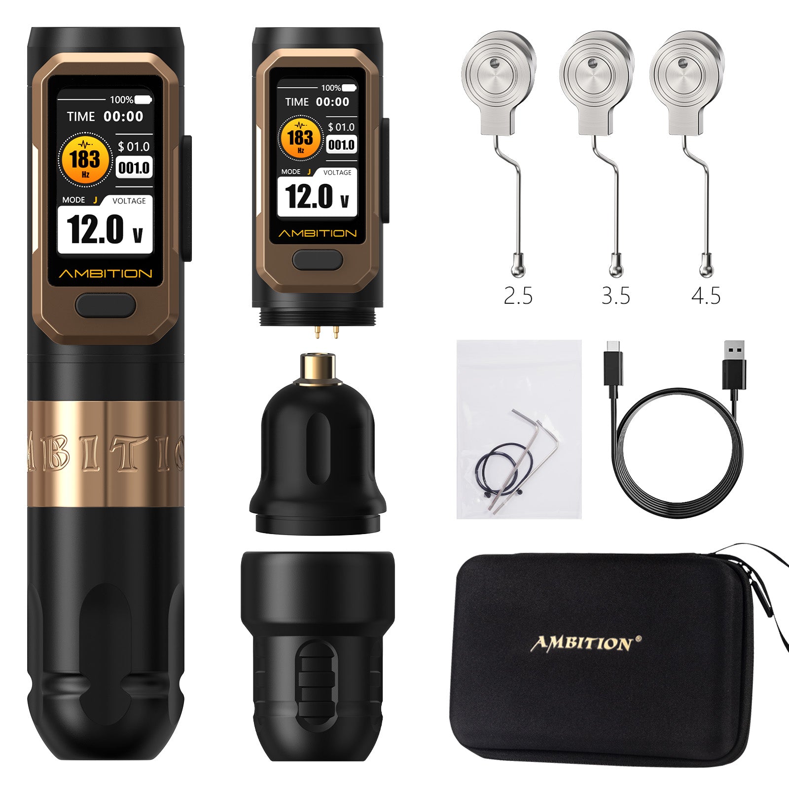 Ambition Vibe Ultra Wireless Tattoo Machine With 2.5/3.5/4.5mm Stroke