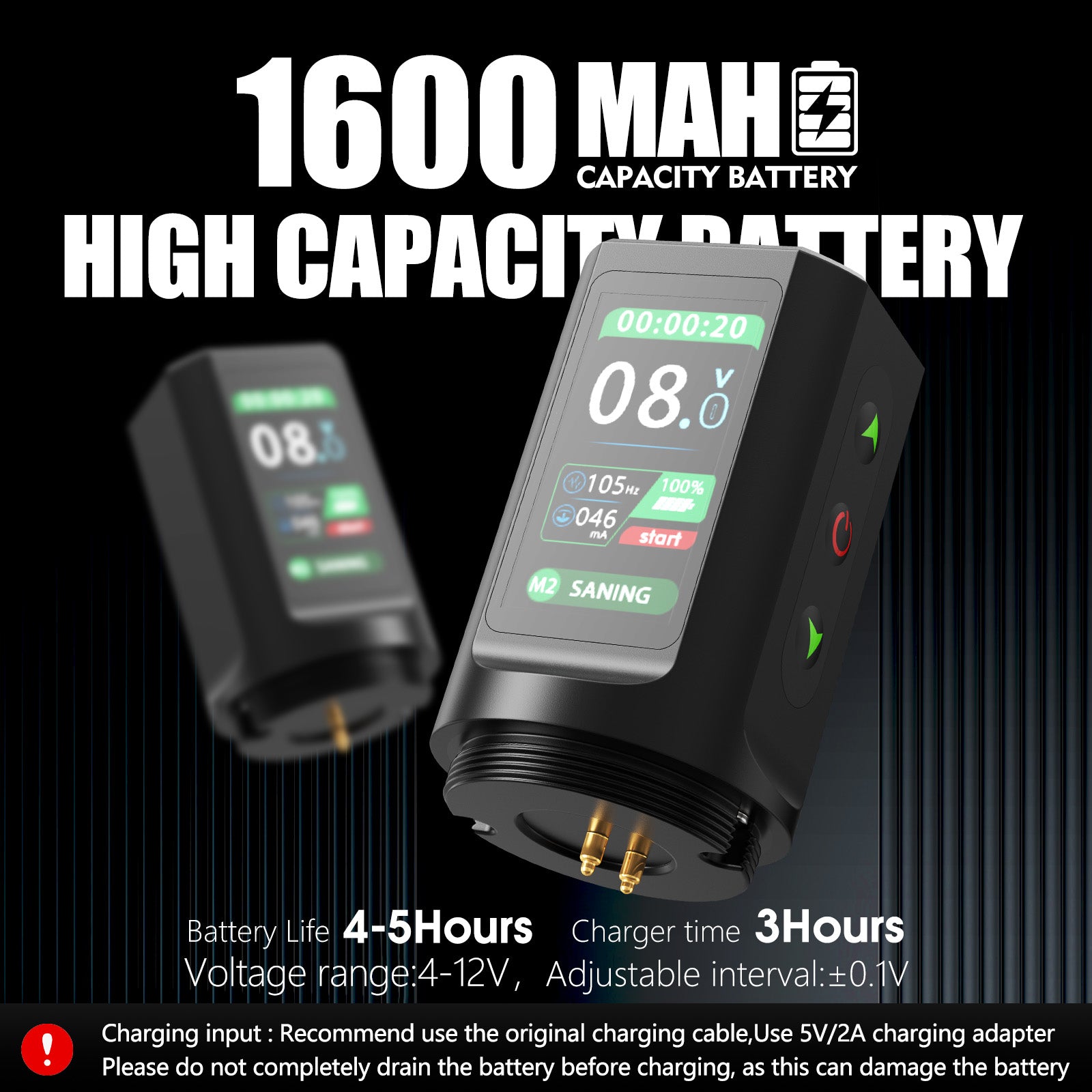 ambition c5 wireless tattoo pen machine with 7 strokes length 2.0mm-4.2mm