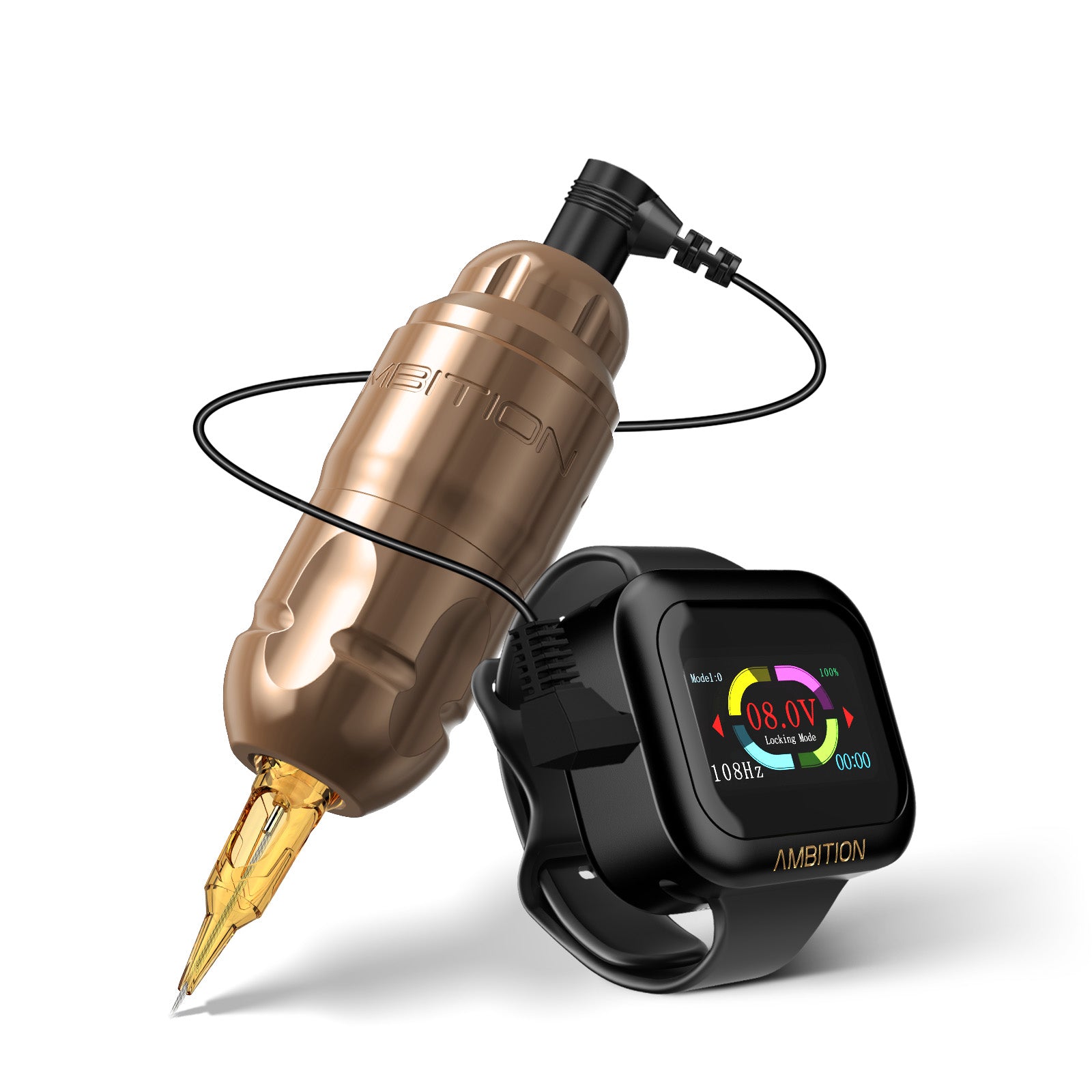 Ambition Lutin Straight Rod Rotaty Tattoo Machine + S1 Plus Touch Screen Watch Power Supply
