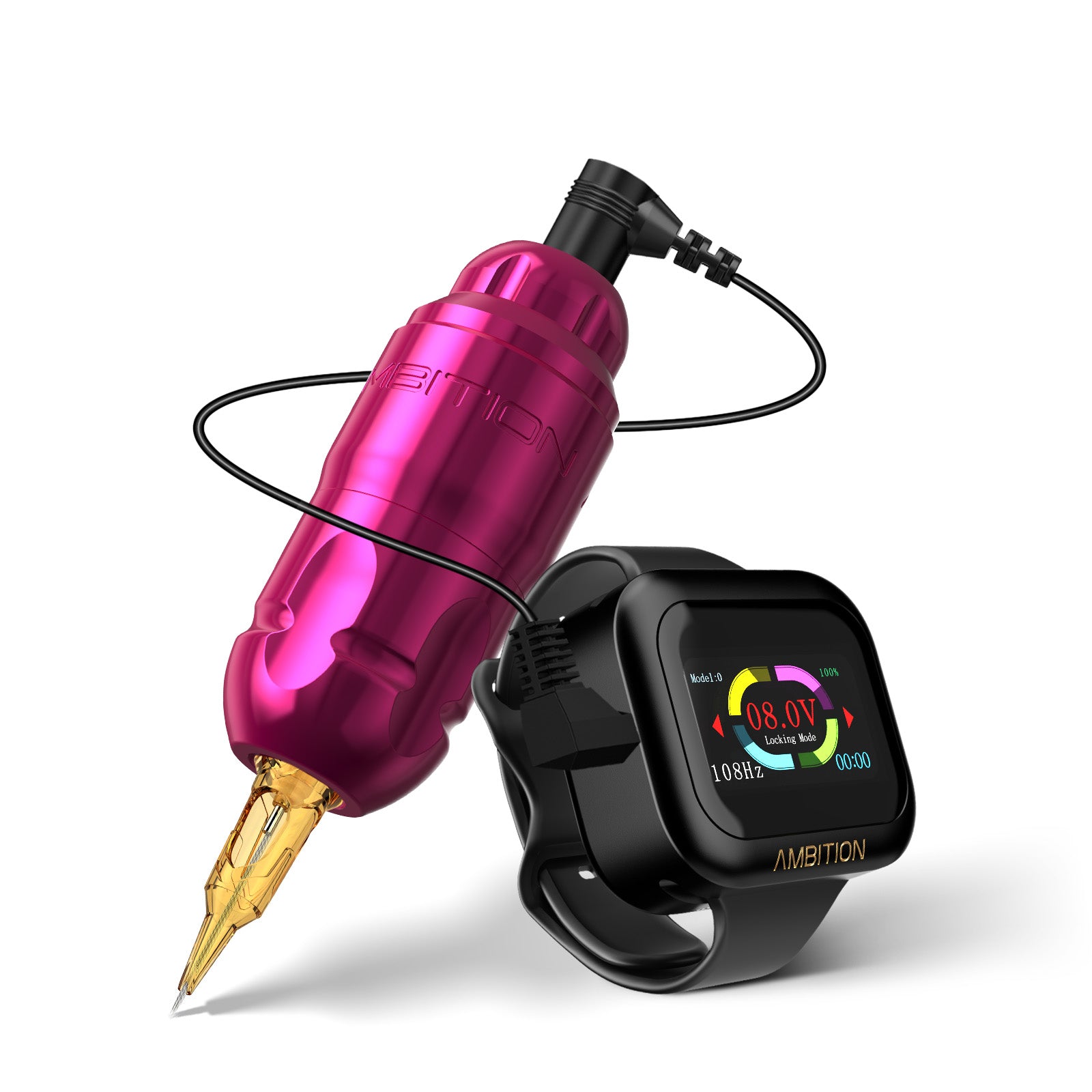 Ambition Lutin Straight Rod Rotaty Tattoo Machine + S1 Plus Touch Screen Watch Power Supply