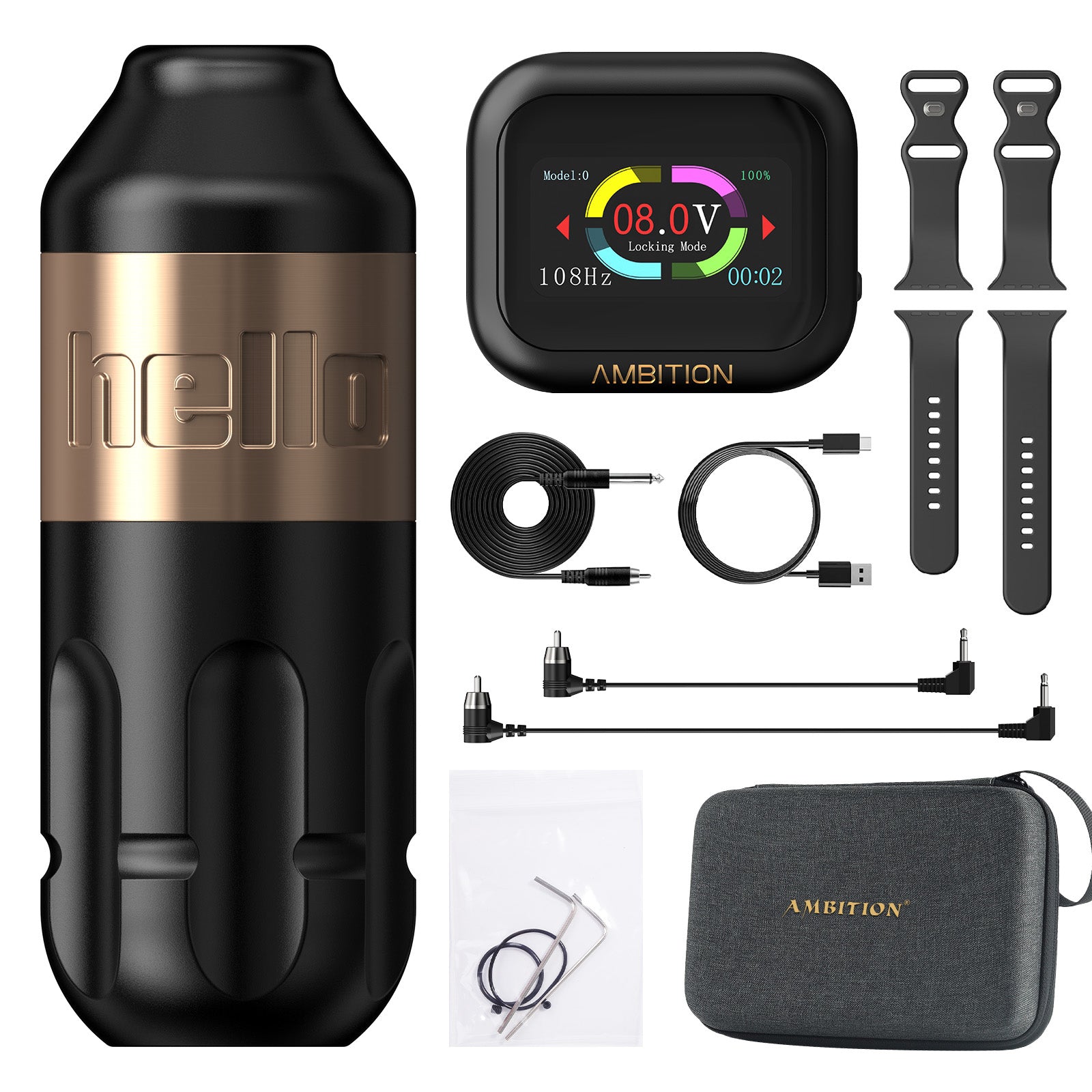 Ambition Rotary Tattoo Machine + S1 Plus Touch Screen Watch Power Supply