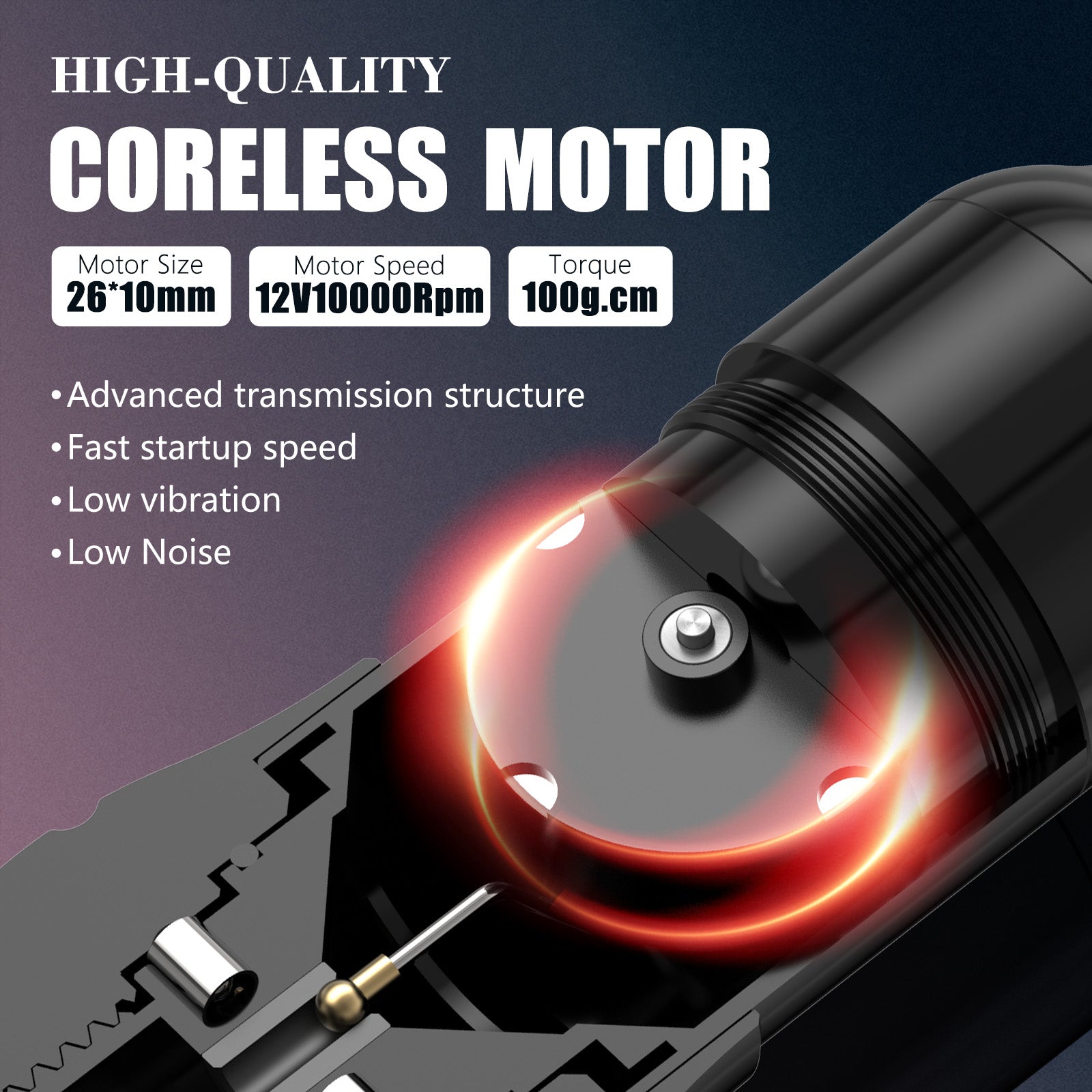 Ambition Rotary Wireless Tattoo Machine + RCA Watch-Style Power Supply