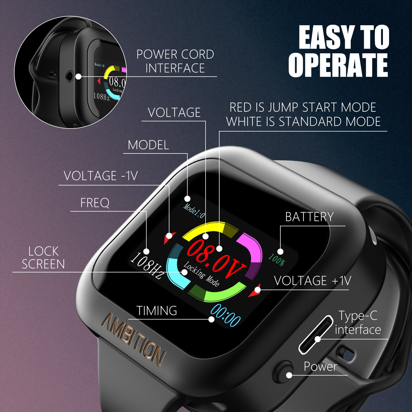 Ambition Rotary Wireless Tattoo Machine + RCA Watch-Style Power Supply