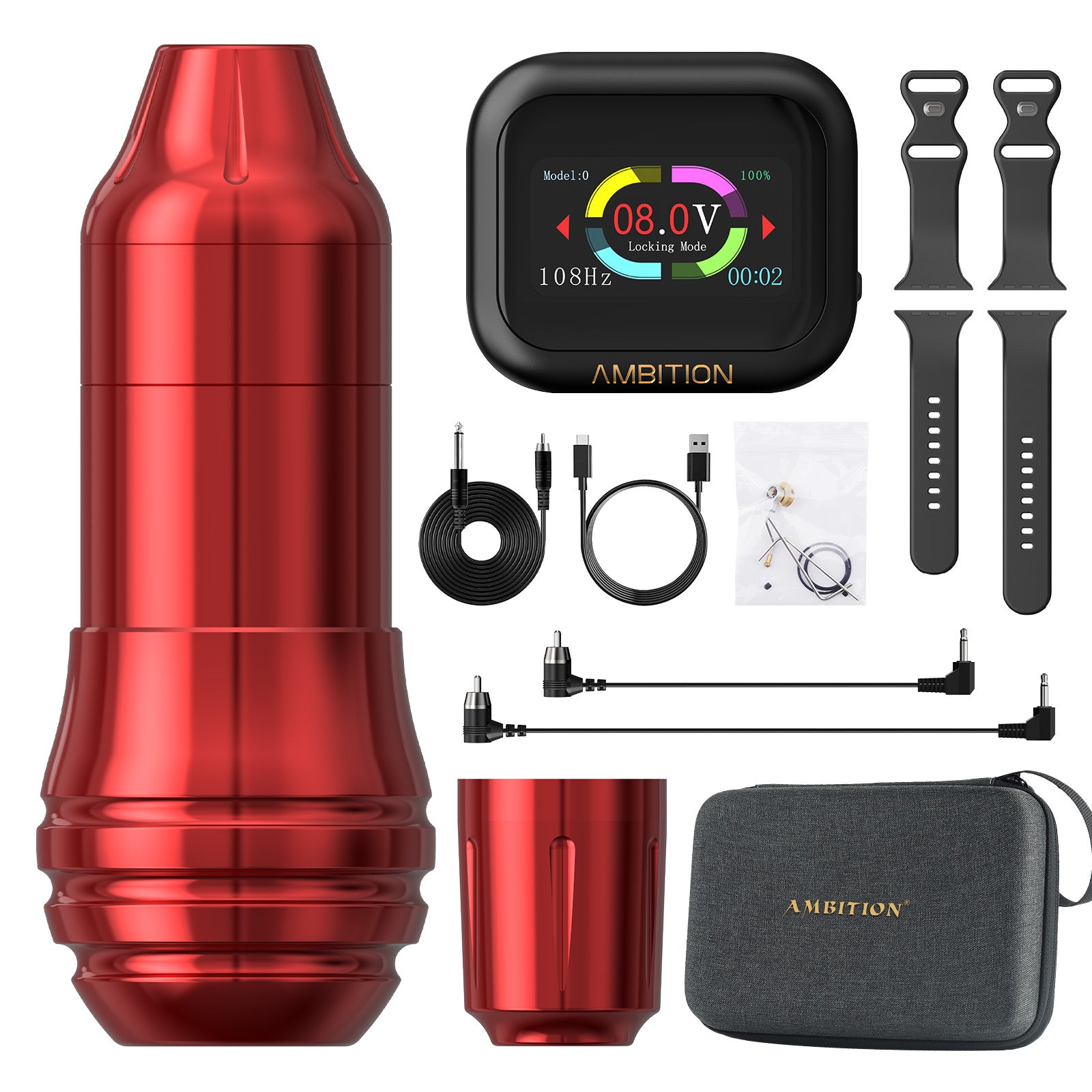 Ambition Rotary Wireless Tattoo Machine + RCA Watch-Style Power Supply