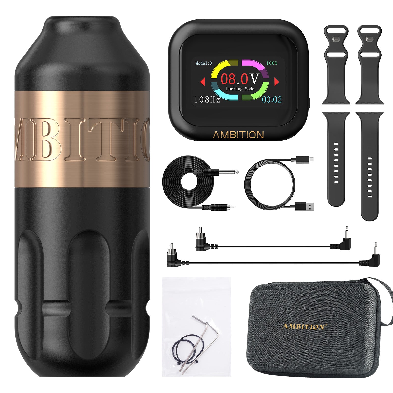 Ambition Rotary Tattoo Machine + S1 Plus Touch Screen Watch Power Supply