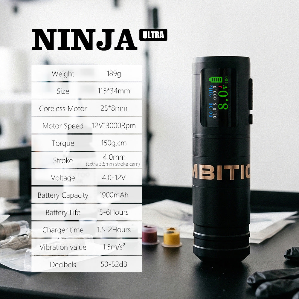 Ambition Ninja Ultra 2026 Wireless Tattoo Machine