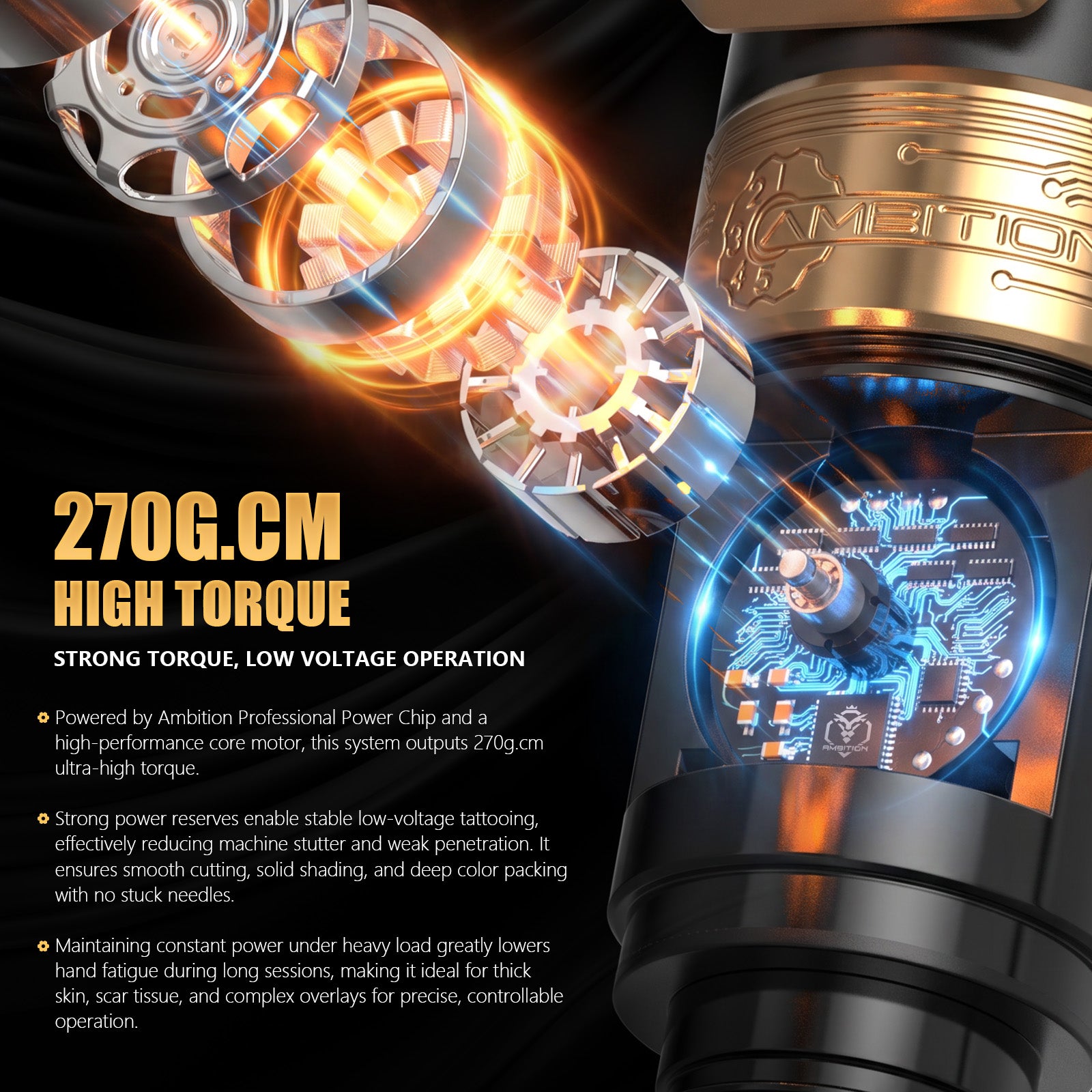 Ambition Epoch Max Professional Wireless Tattoo Machine — 1.0-5.0mm Adjustable Stroke | Brushless Motor