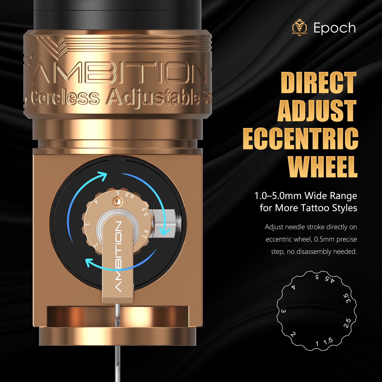 Ambition Epoch Professional Wireless Tattoo Kit with G1 Tattoo Stencil Printer & U1 Bluetooth Foot Switch