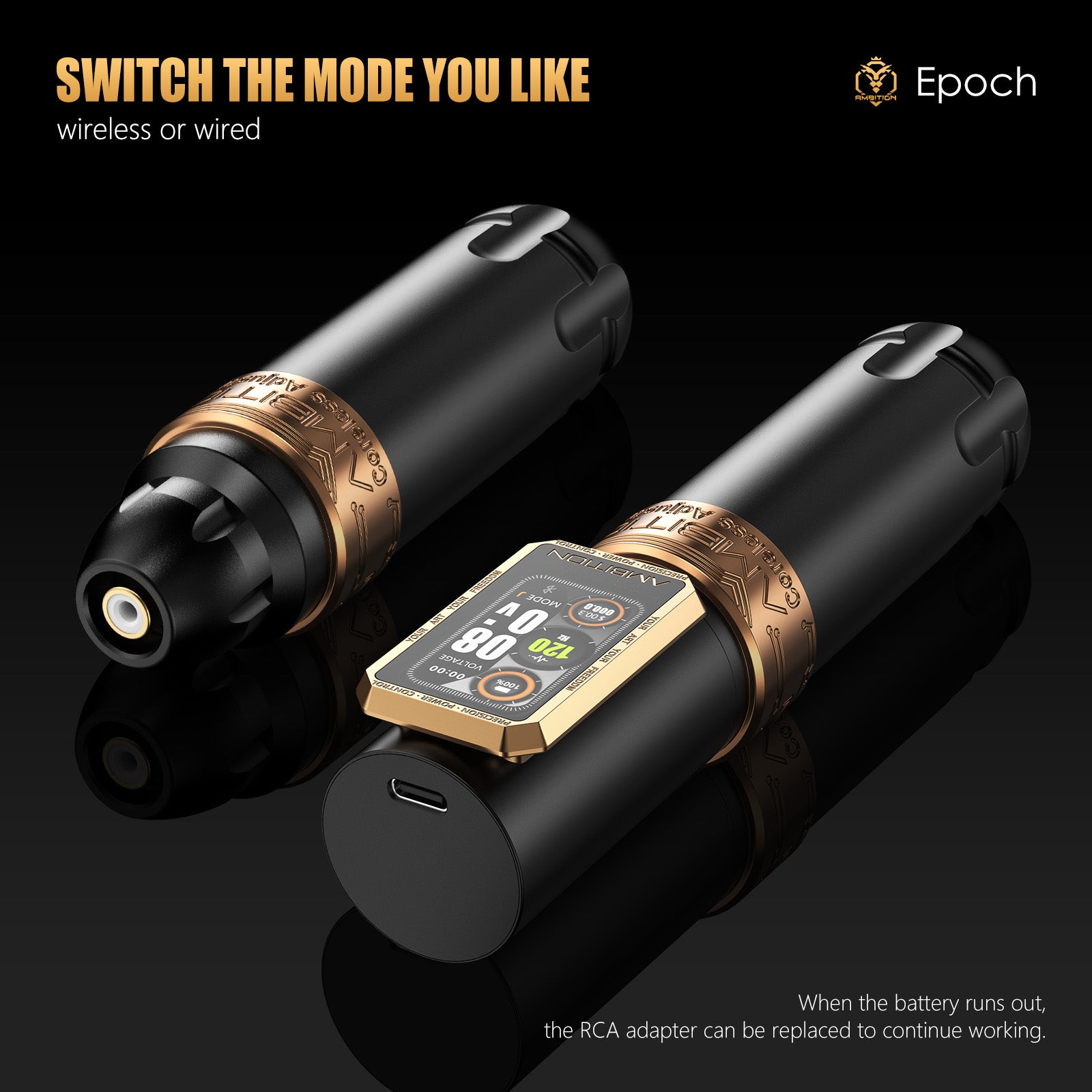 Ambition Epoch Professional Wireless Tattoo Kit with G1 Tattoo Stencil Printer & U1 Bluetooth Foot Switch