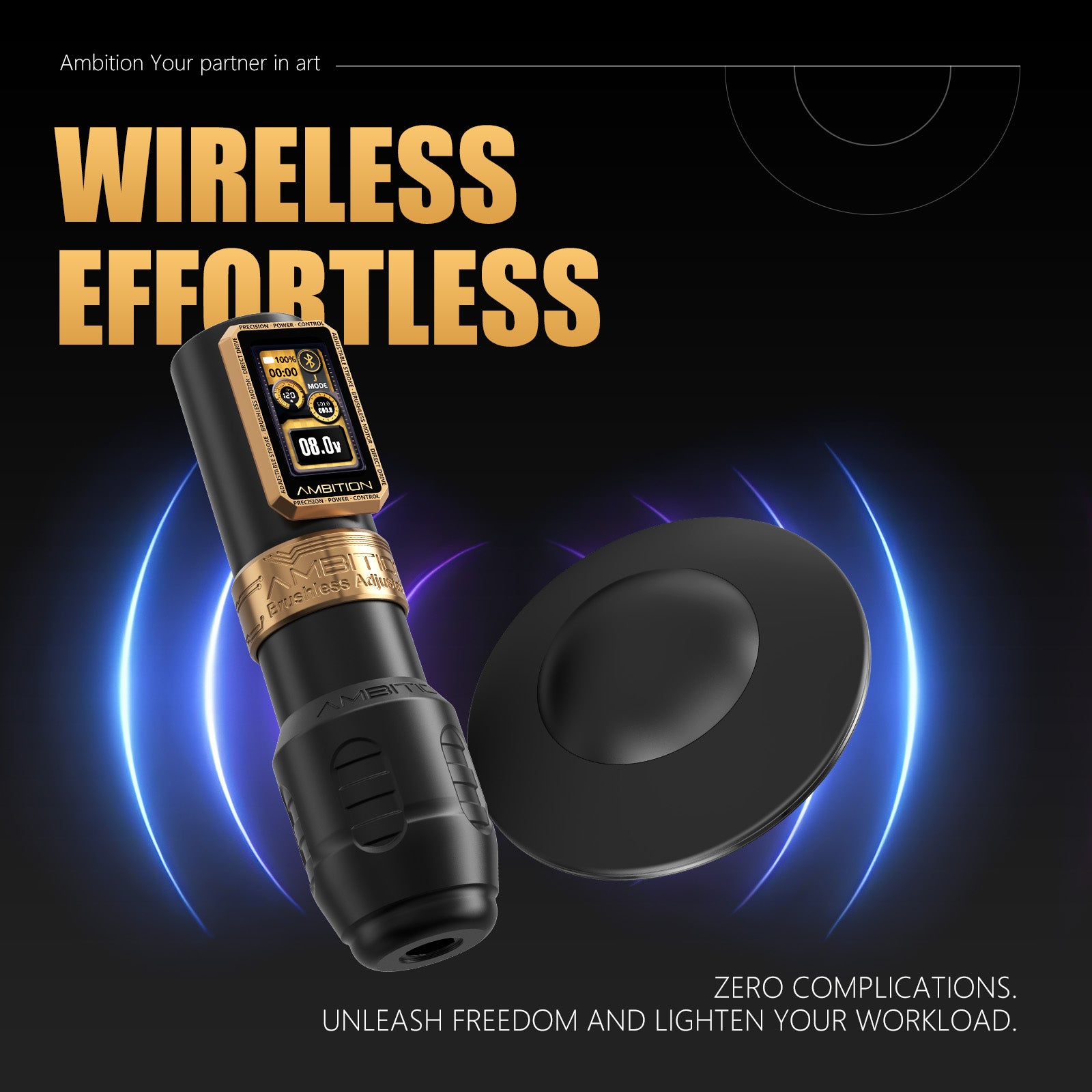 Ambition U1 Wireless Bluetooth Foot Switch | Wireless Tattoo Foot Pedal for Epoch Max & Bluetooth Battery Systems