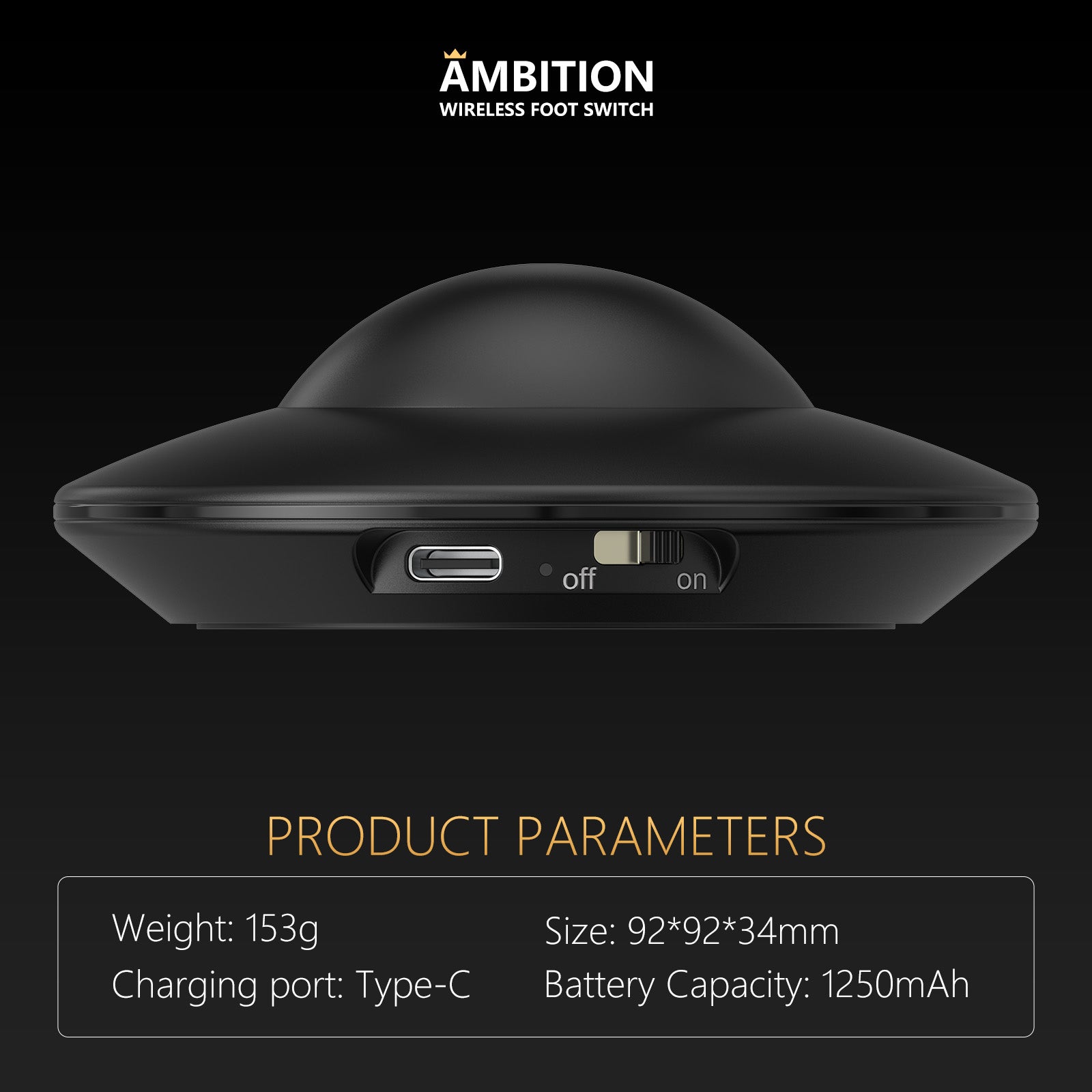 Ambition U1 Wireless Bluetooth Foot Switch | Wireless Tattoo Foot Pedal for Epoch Max & Bluetooth Battery Systems