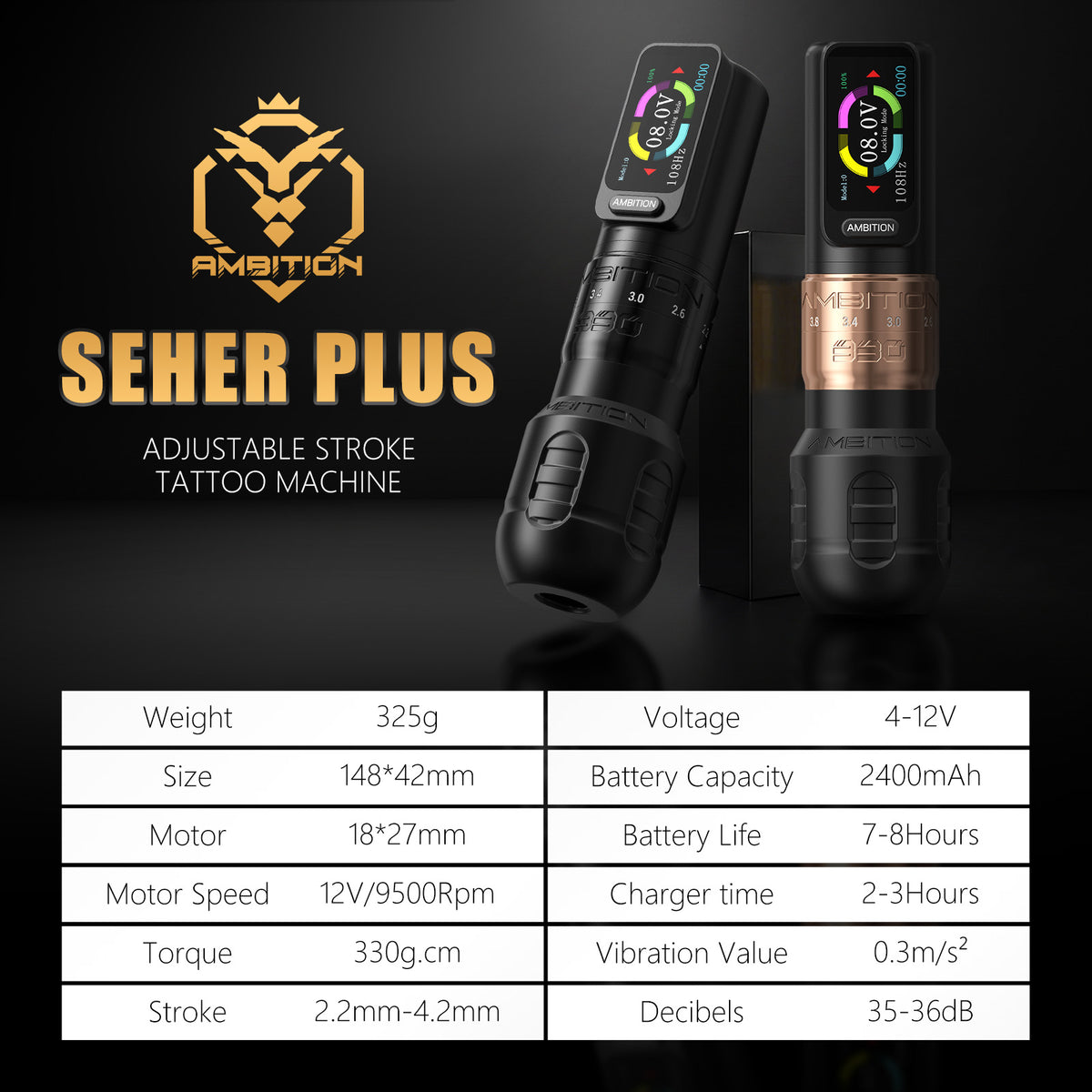 Ambition Seher Plus Wireless Tattoo Machine Kit