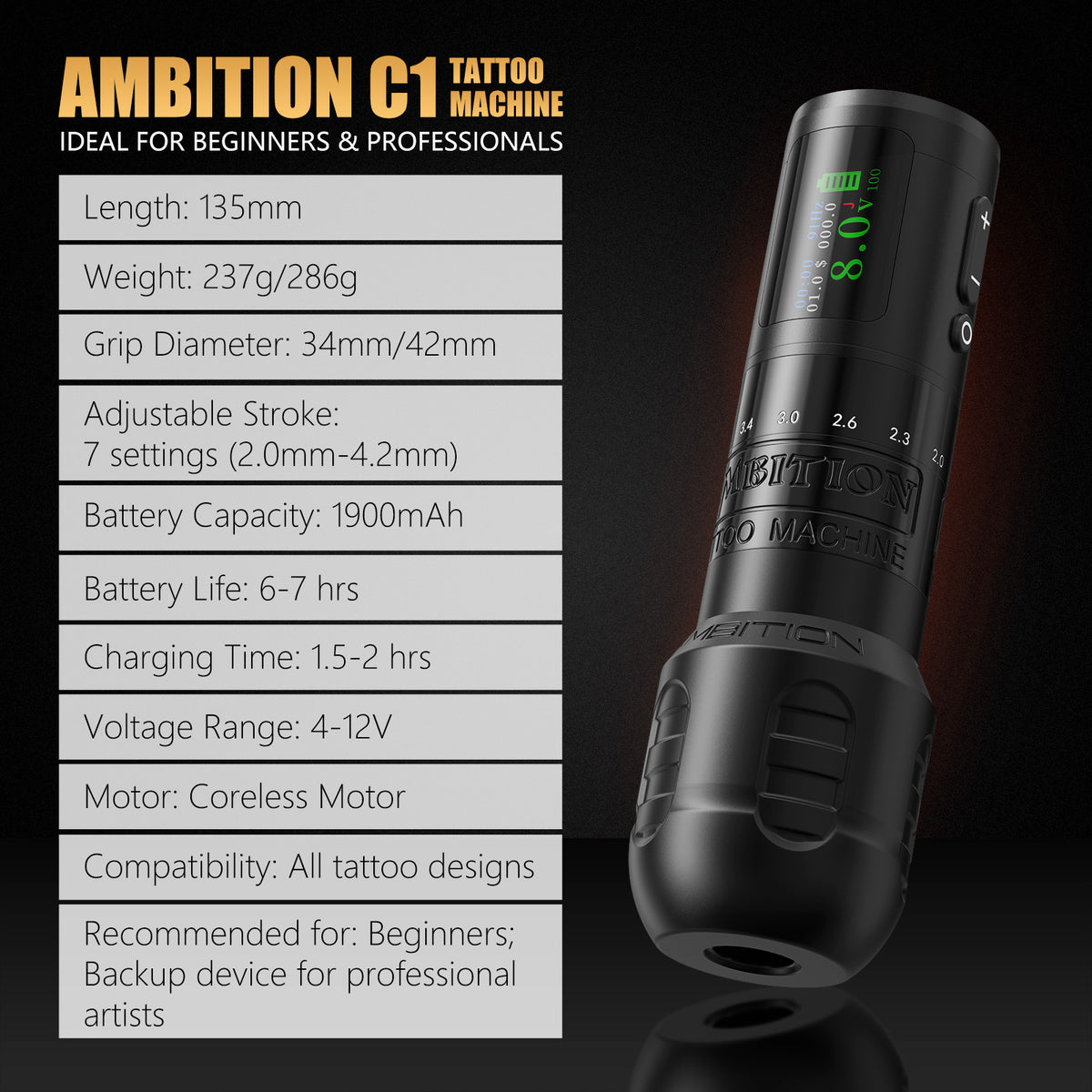 Ambition C1 Plus Complete Tattoo Starter Kit