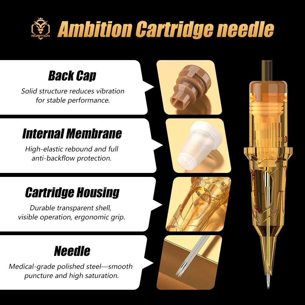 Ambition Glory Mixed Size RL/RS/RM/M1 Tattoo Cartridge Needles 50Pcs