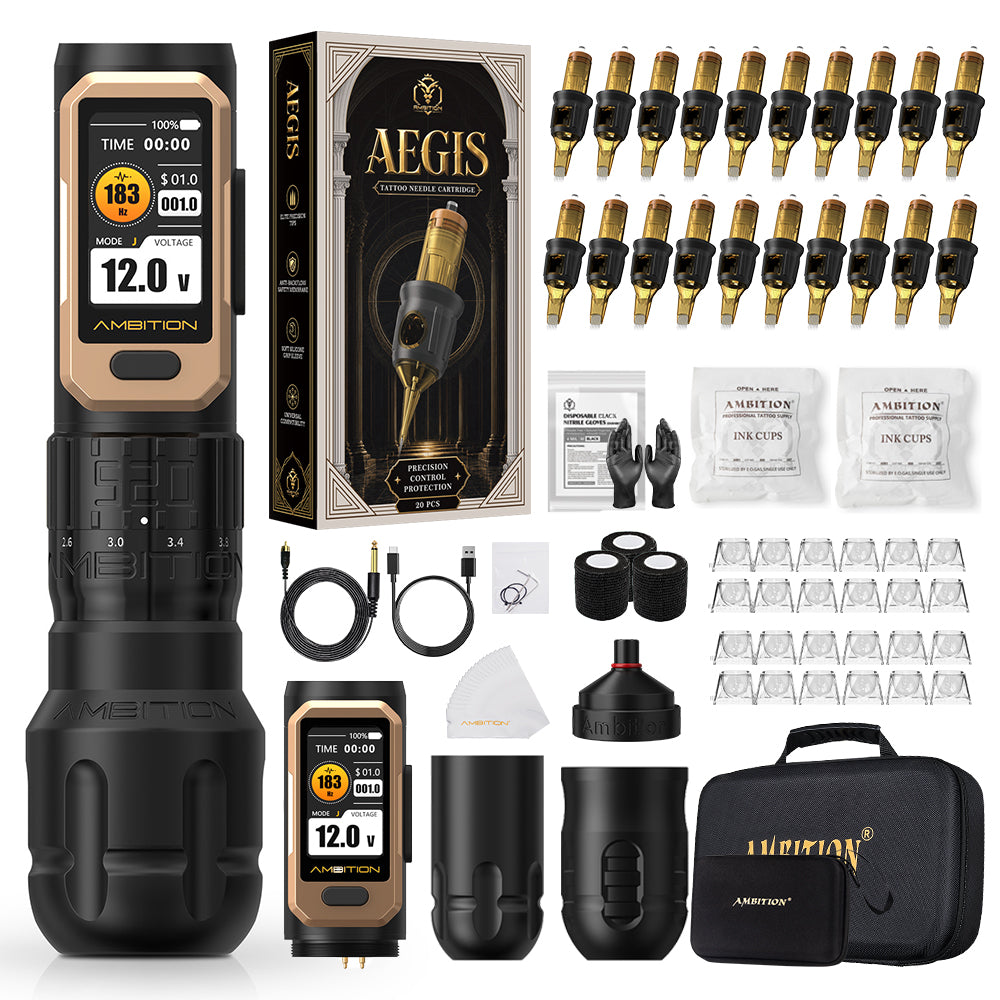 Ambition Soldier Pro 520 Professional Tattoo Kit ORE/AEGIS Cartridges 20pcs