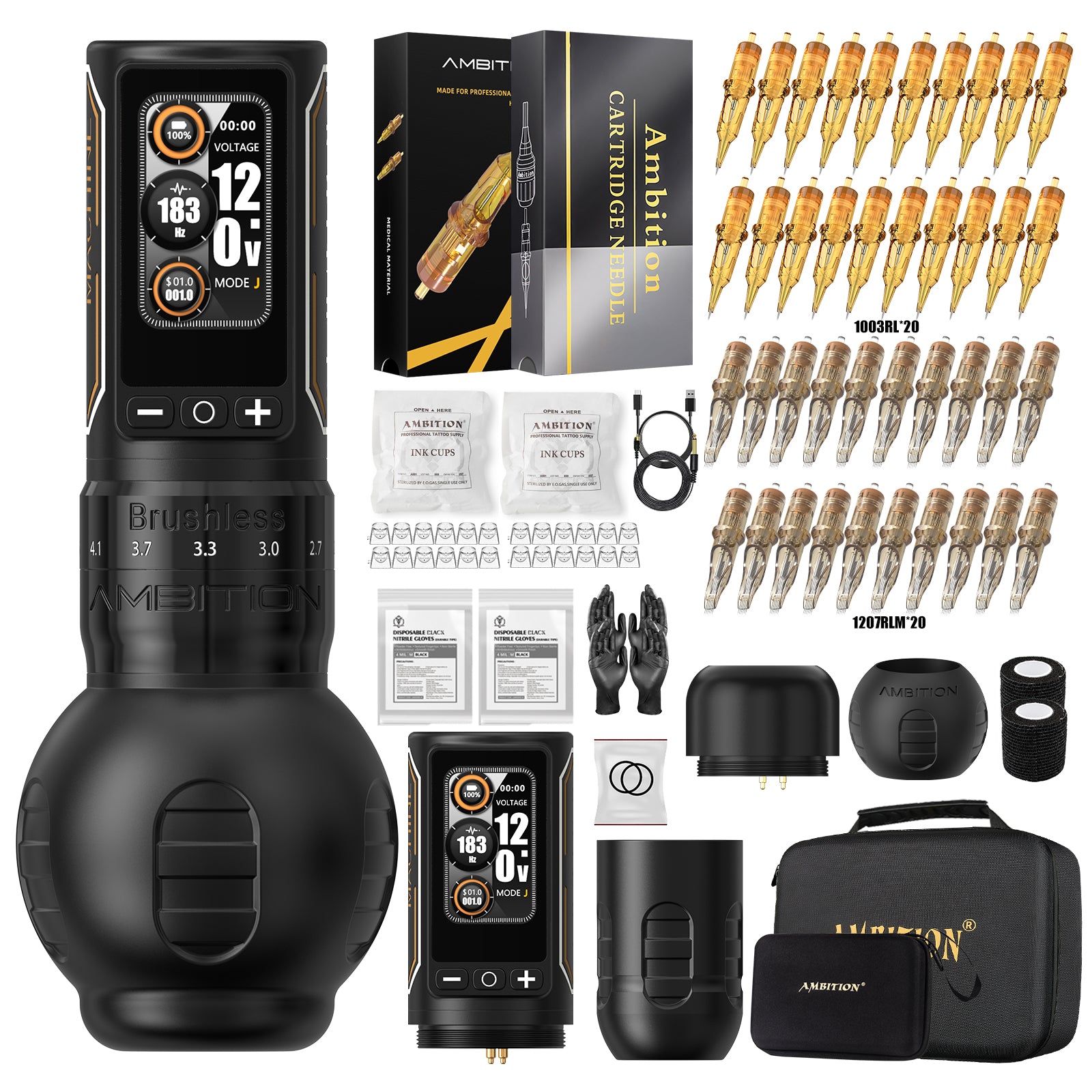 Tattoo Kit | Ambition Ninja Max 280 Wireless Tattoo Kit 40pcs Cartridges