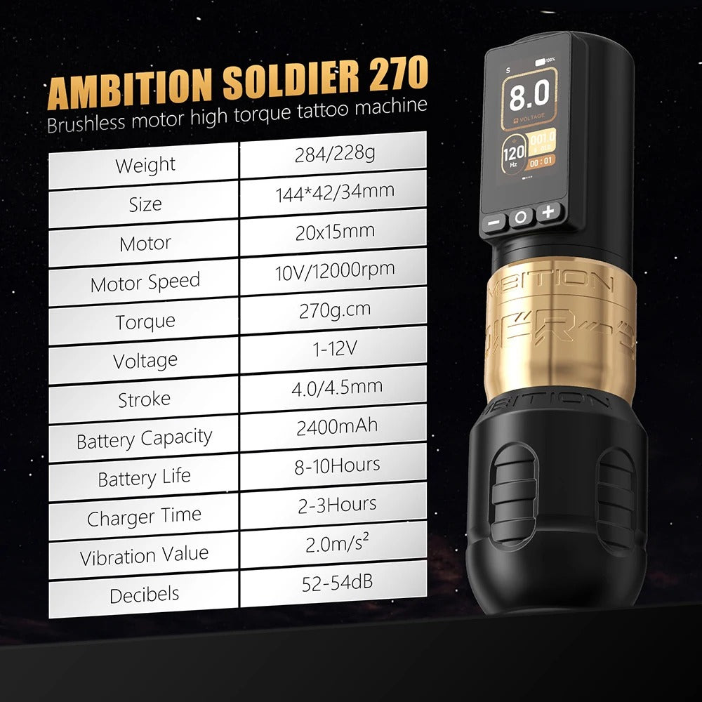 Ambition Soldier270 Wireless Tattoo Machine Kit
