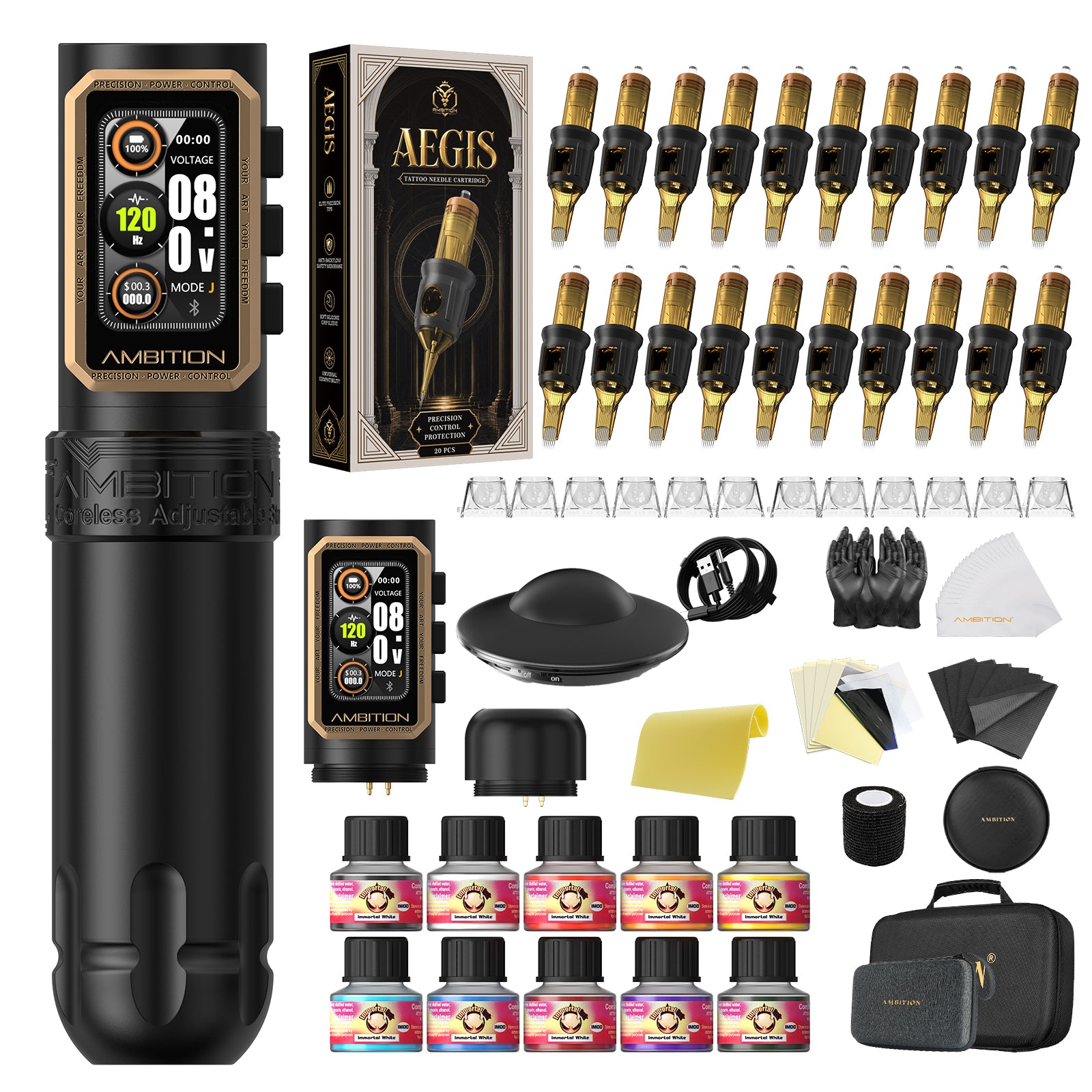 Ambition Epoch Professional Wireless Tattoo Kit with U1 Bluetooth Foot Switch