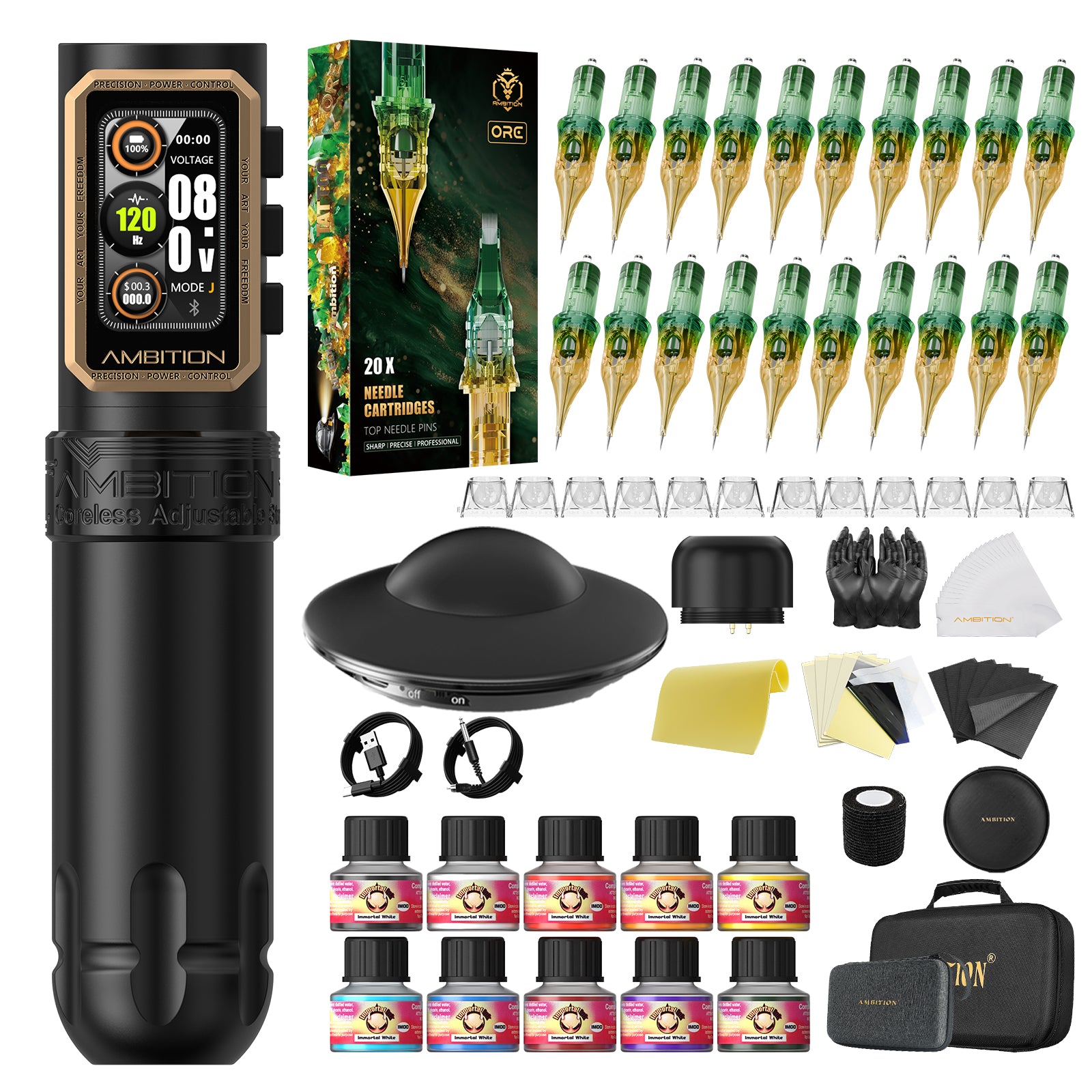 Ambition Epoch Professional Wireless Tattoo Kit with U1 Bluetooth Foot Switch