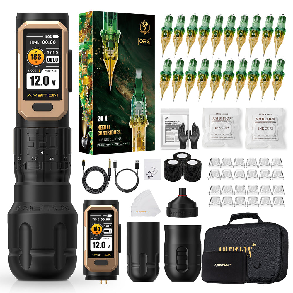 Ambition Soldier Pro 520 Professional Tattoo Kit ORE/AEGIS Cartridges 20pcs