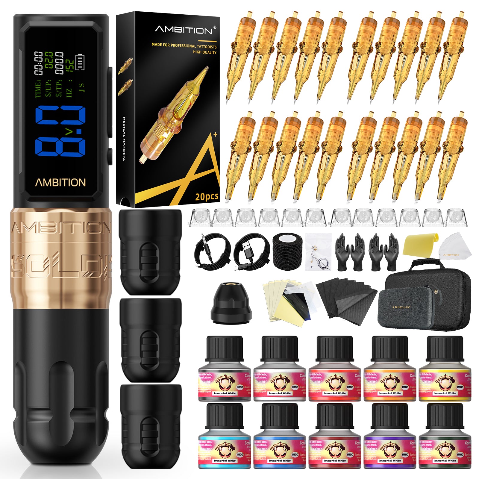 Ambition Soldier 270S Complete Wireless Tattoo Kit 4.5+5.0mm Stroke