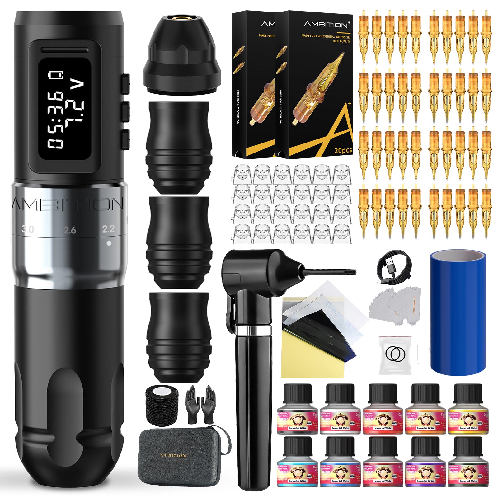 Tattoo Kit | Ambition Mars-U Wireless Tattoo Machine Full Kit