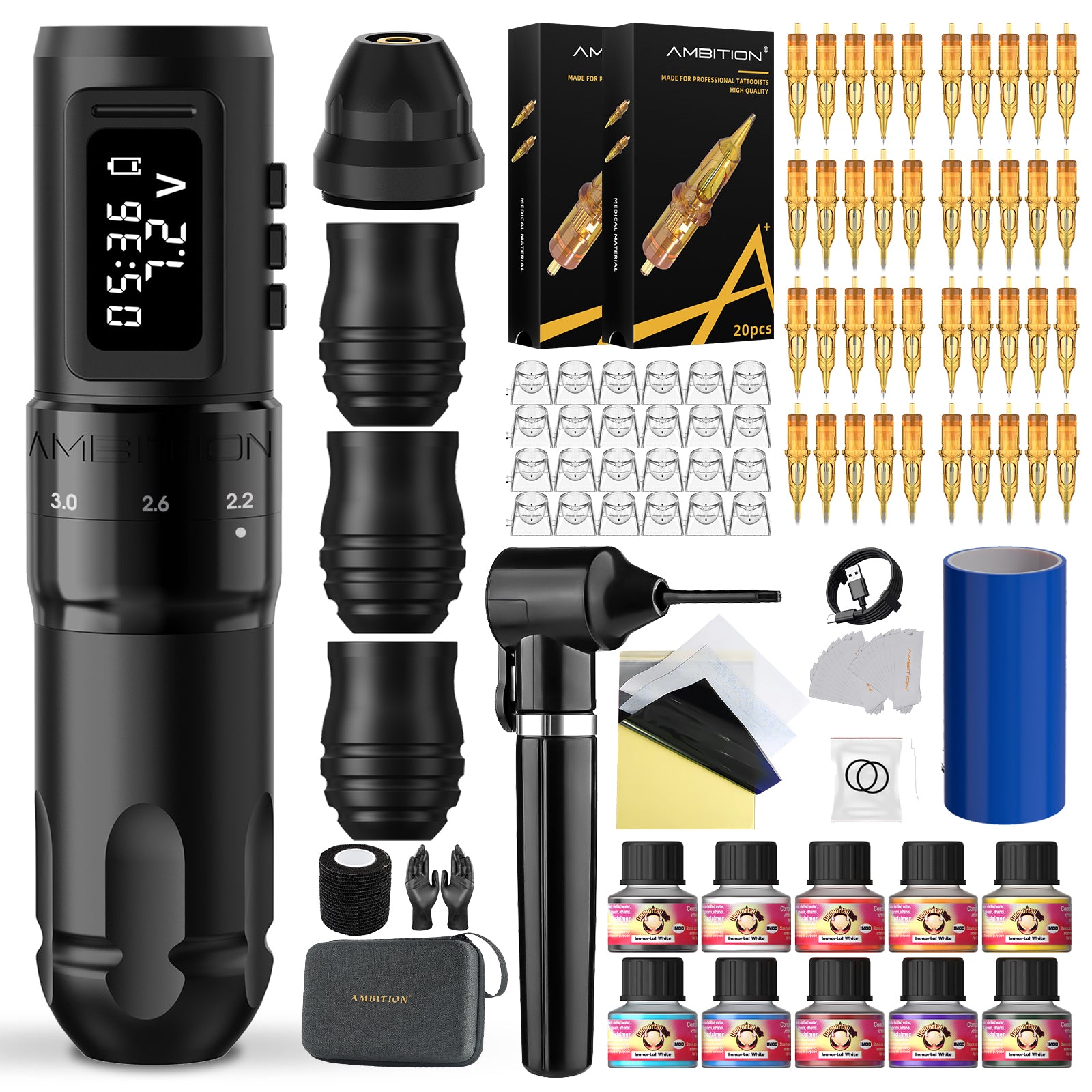 Tattoo Kit | Ambition Mars-U Wireless Tattoo Machine Full Kit
