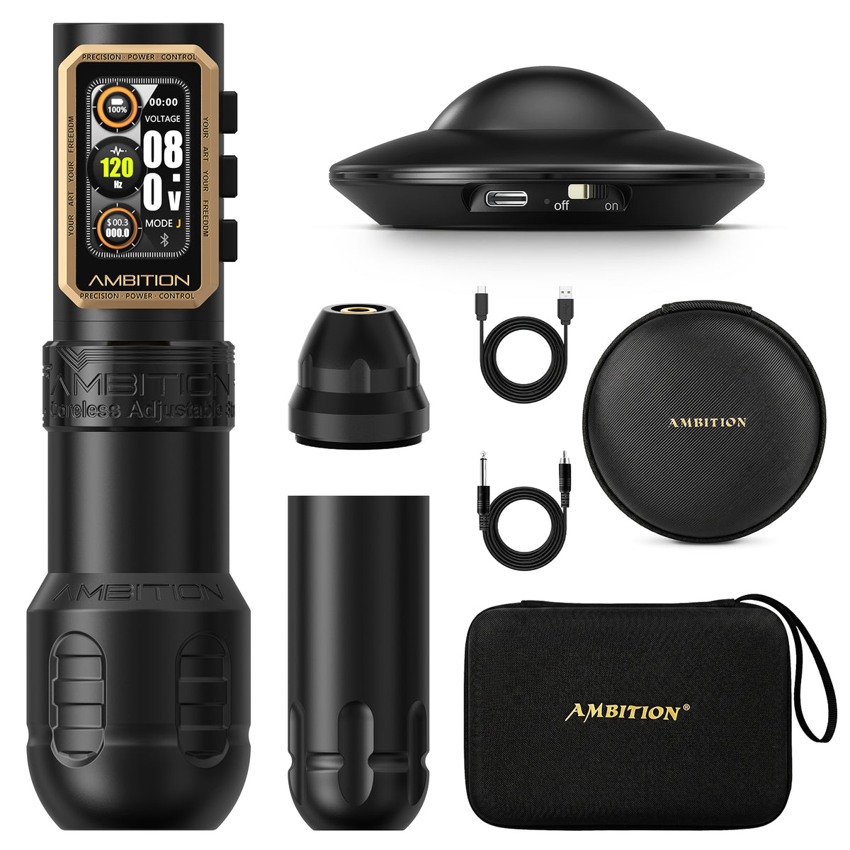 Ambition Epoch Wireless Tattoo Machine Coreless Motor 34/42mm Grip
