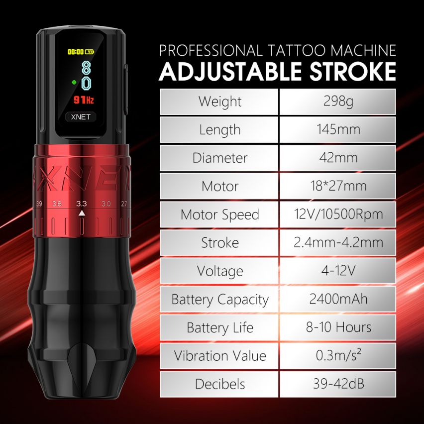 Xnet Bestia Adjustable Stroke Wireless Tattoo Machine Pen