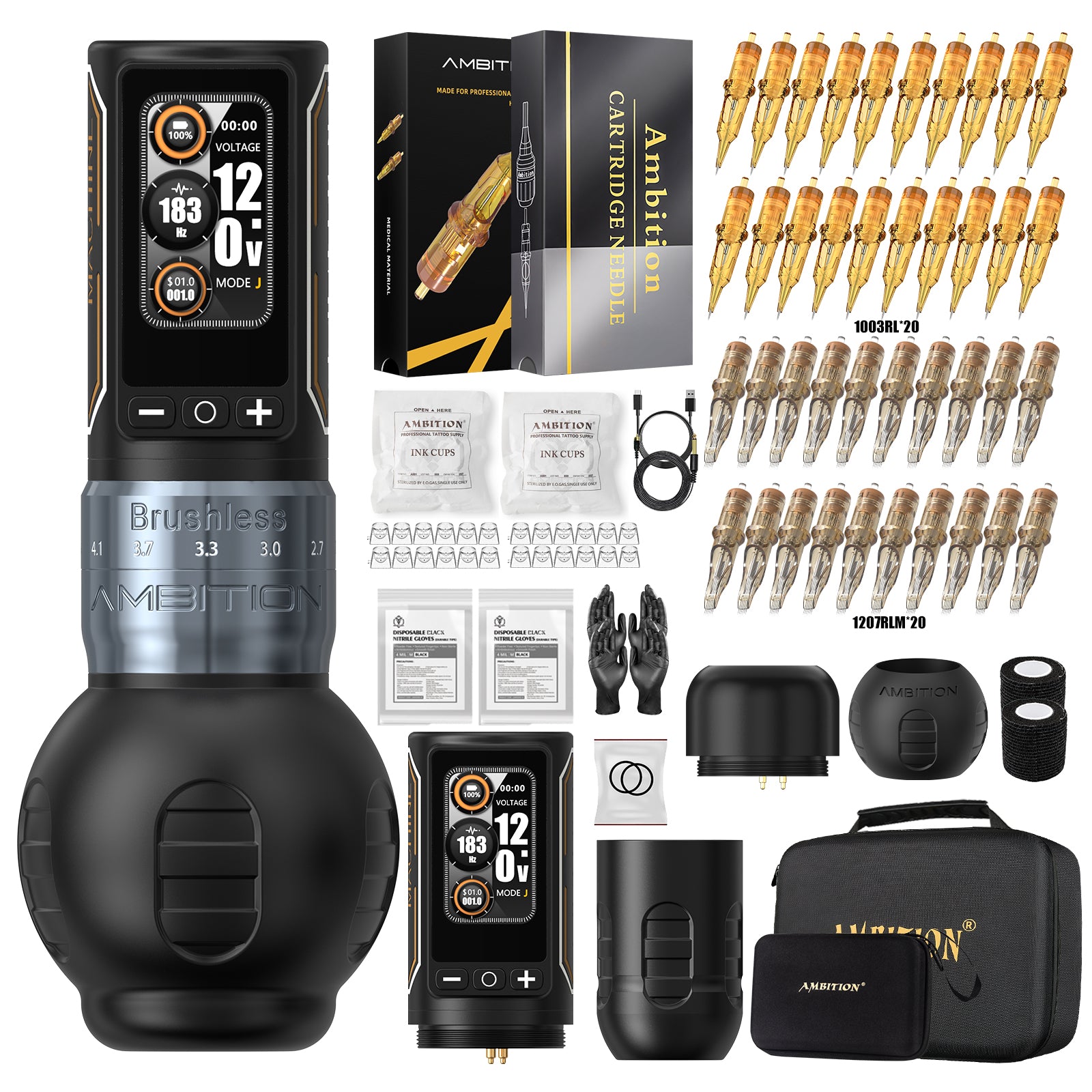 Tattoo Kit | Ambition Ninja Max 280 Wireless Tattoo Kit 40pcs Cartridges