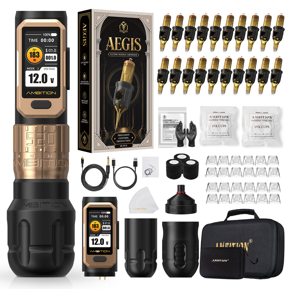 Ambition Soldier Pro 520 Professional Tattoo Kit ORE/AEGIS Cartridges 20pcs