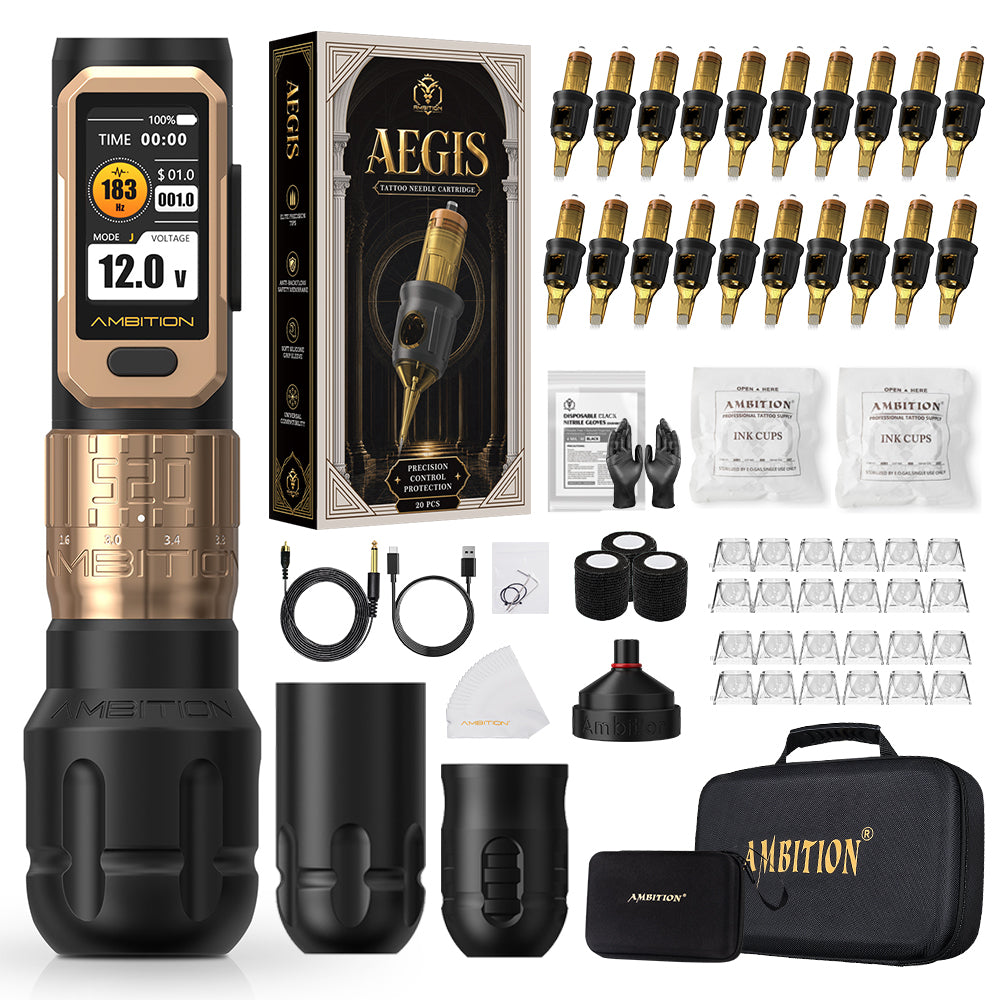 Ambition Soldier Pro 520 Professional Tattoo Kit ORE/AEGIS Cartridges 20pcs