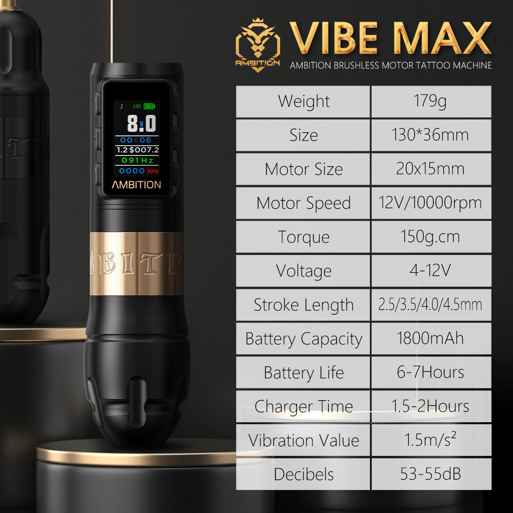 Ambition Vibe Max Wireless Tattoo Machine Kit With Ink